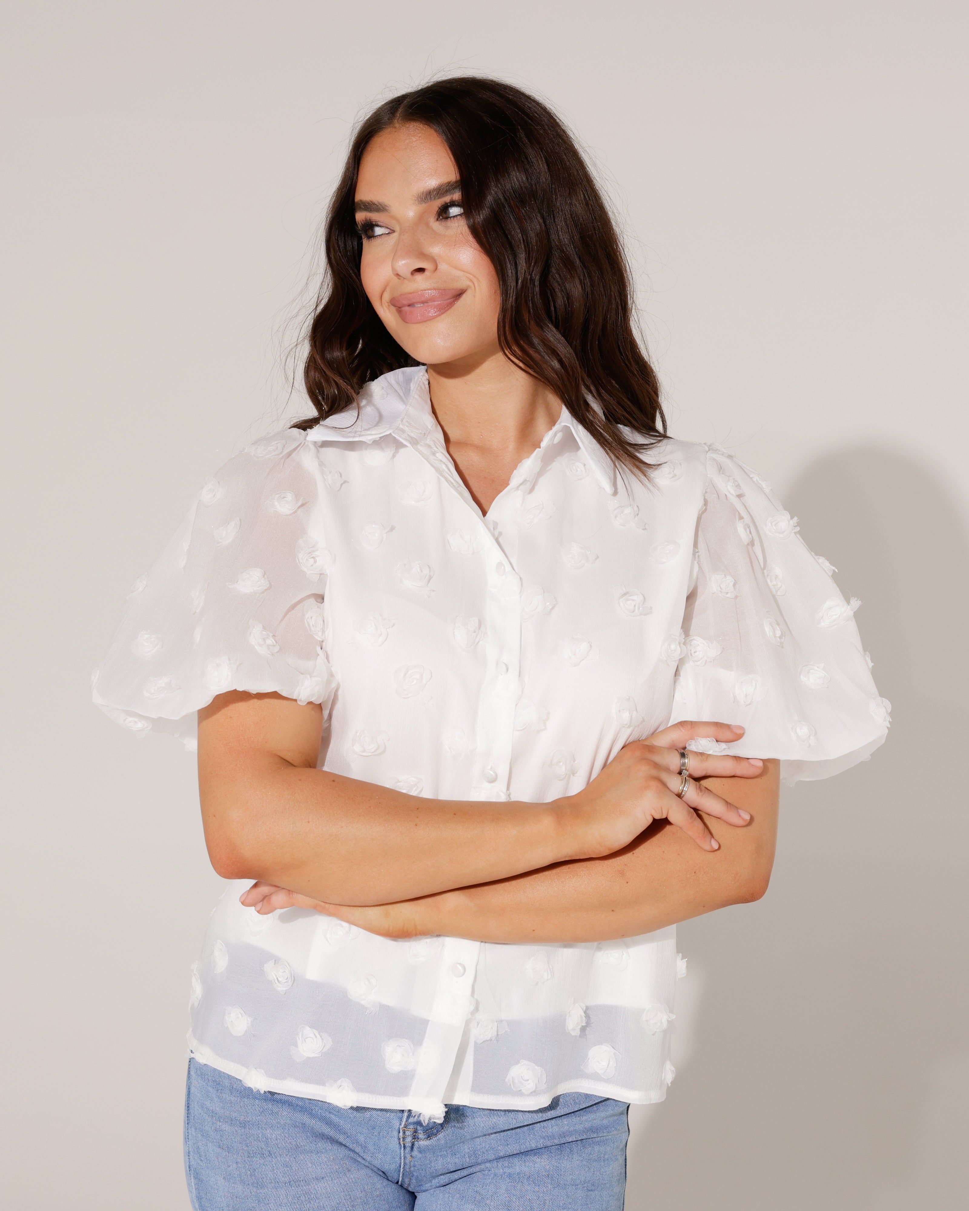 Blouse met stippen Ray Wit
