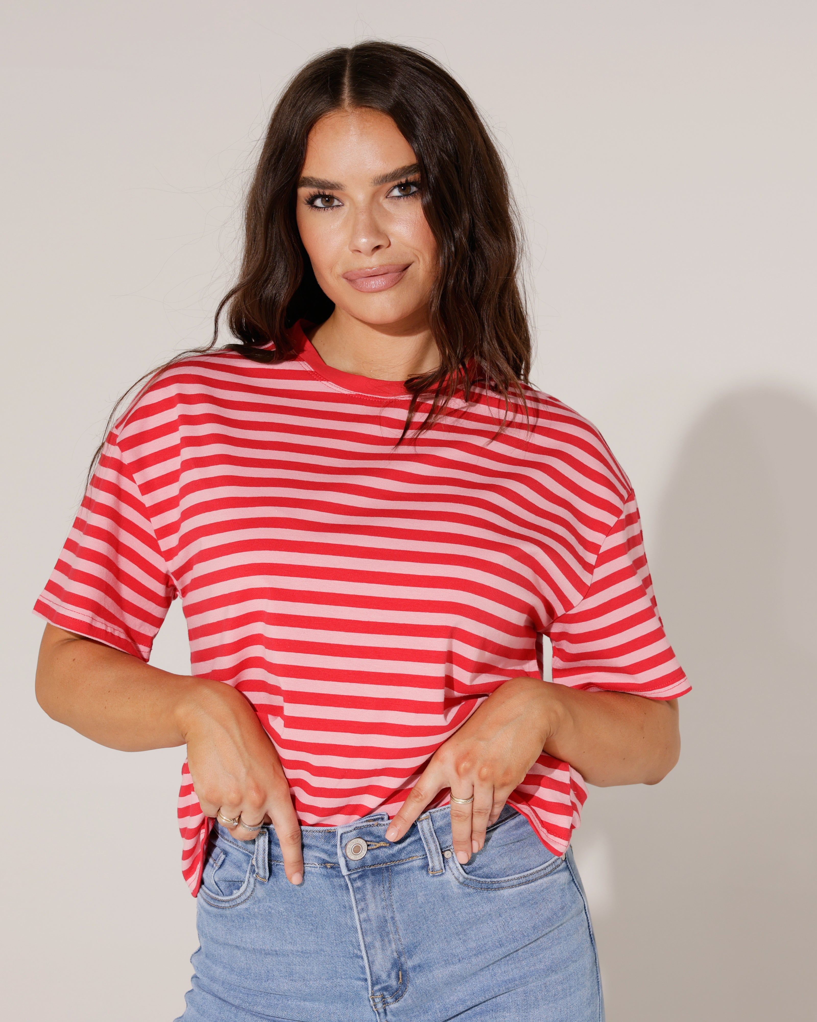 Gestreept T-shirt Mell Roze