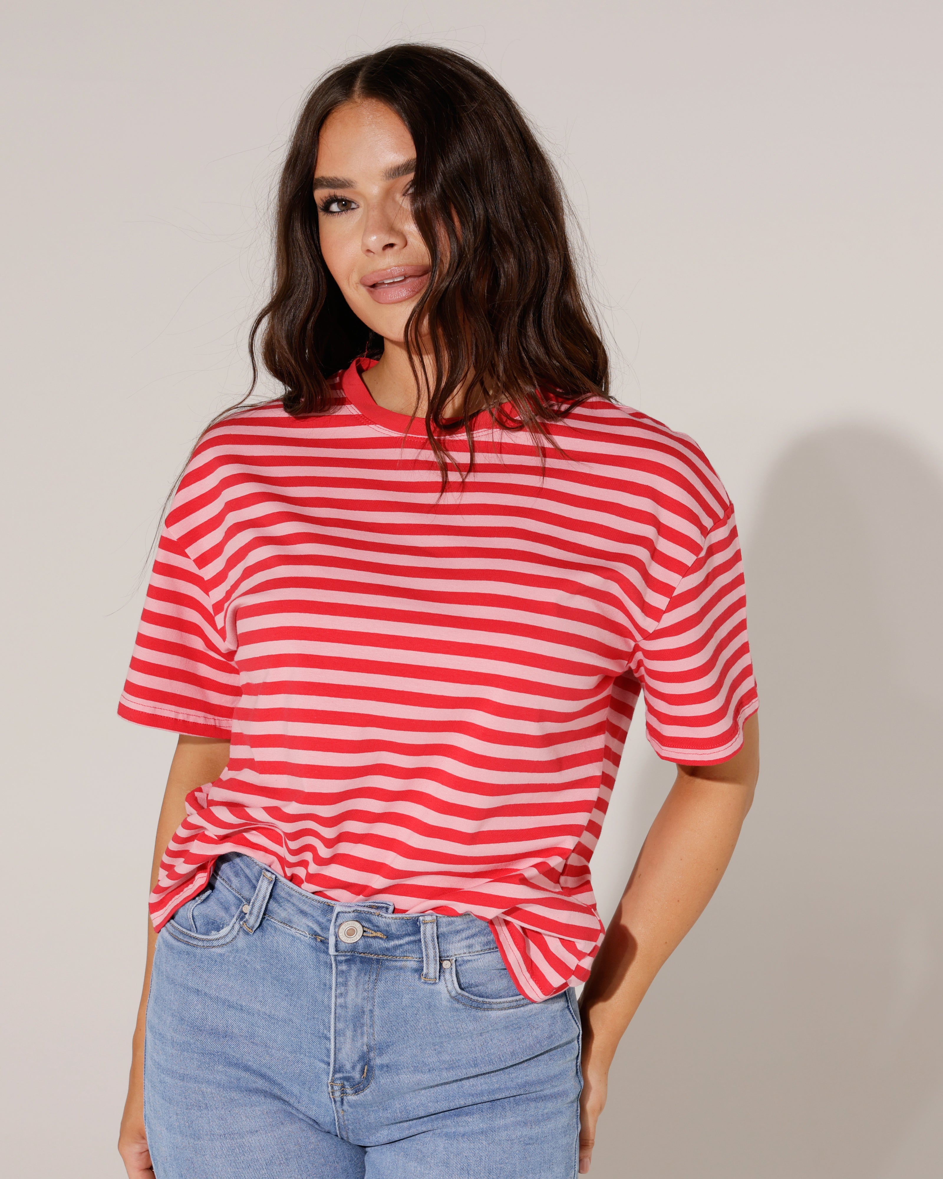 Gestreept T-shirt Mell Roze