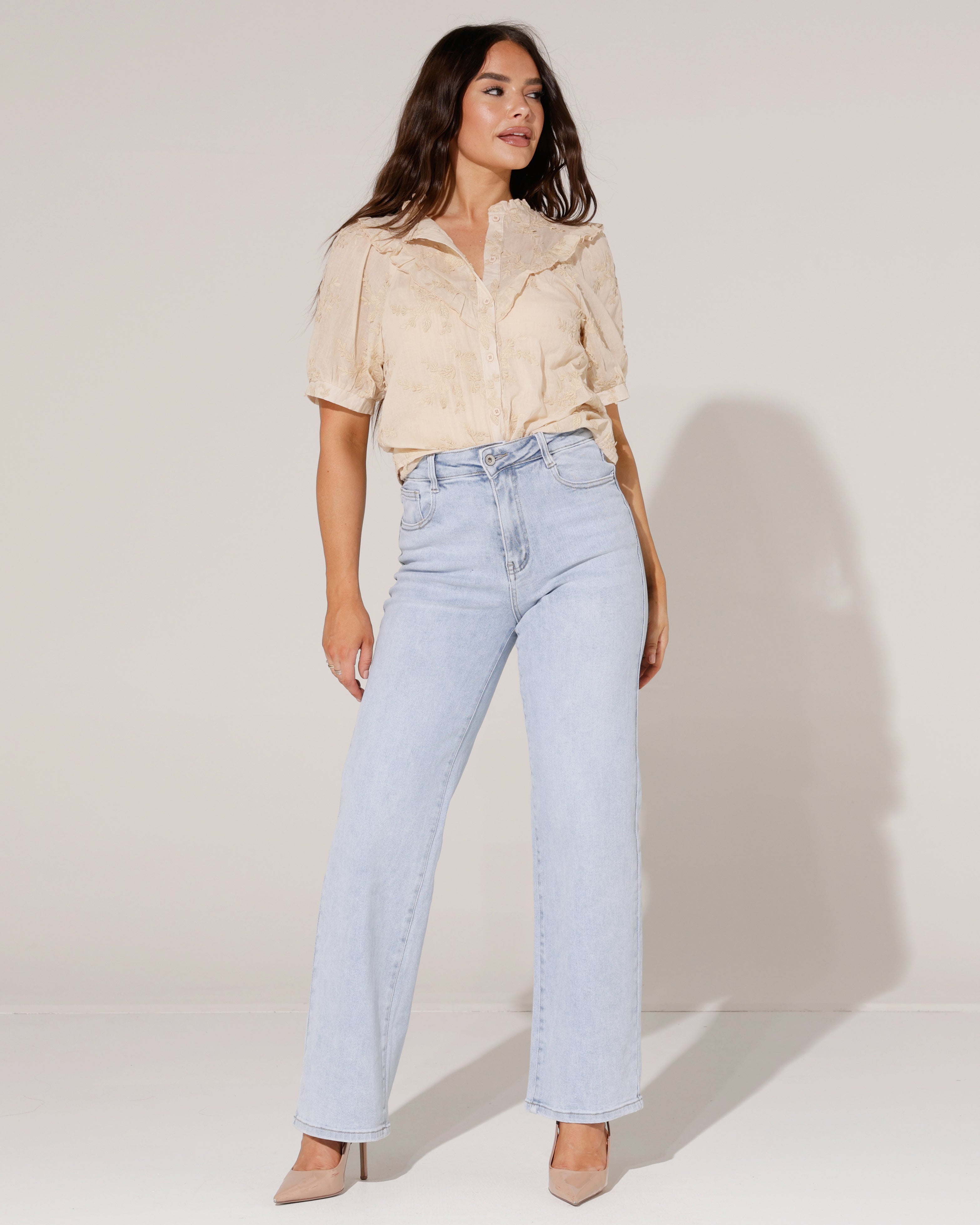 Hello Miss | Wide leg jeans Tess-6 Lichtblauw