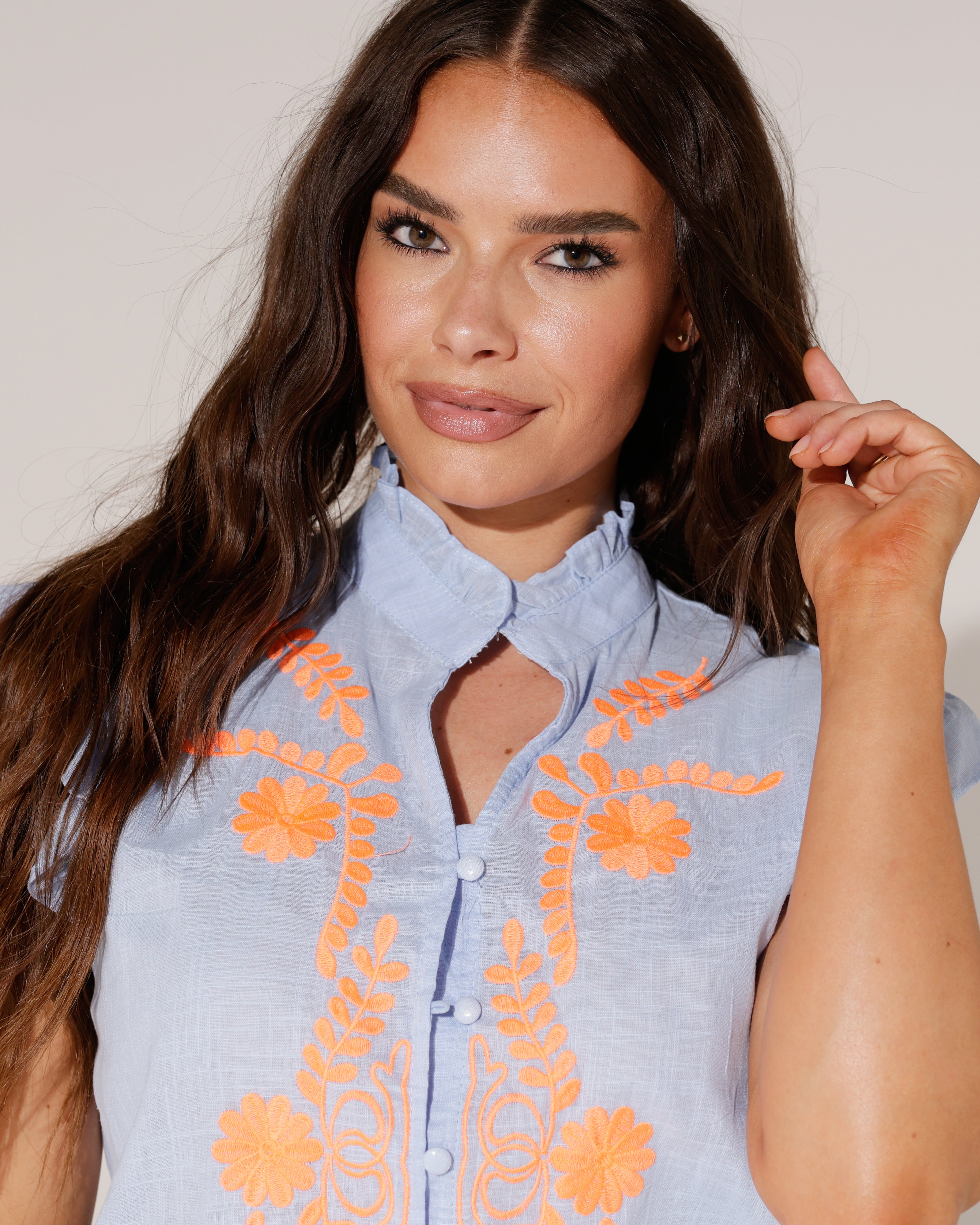 Top met bloemen Juul Blauw