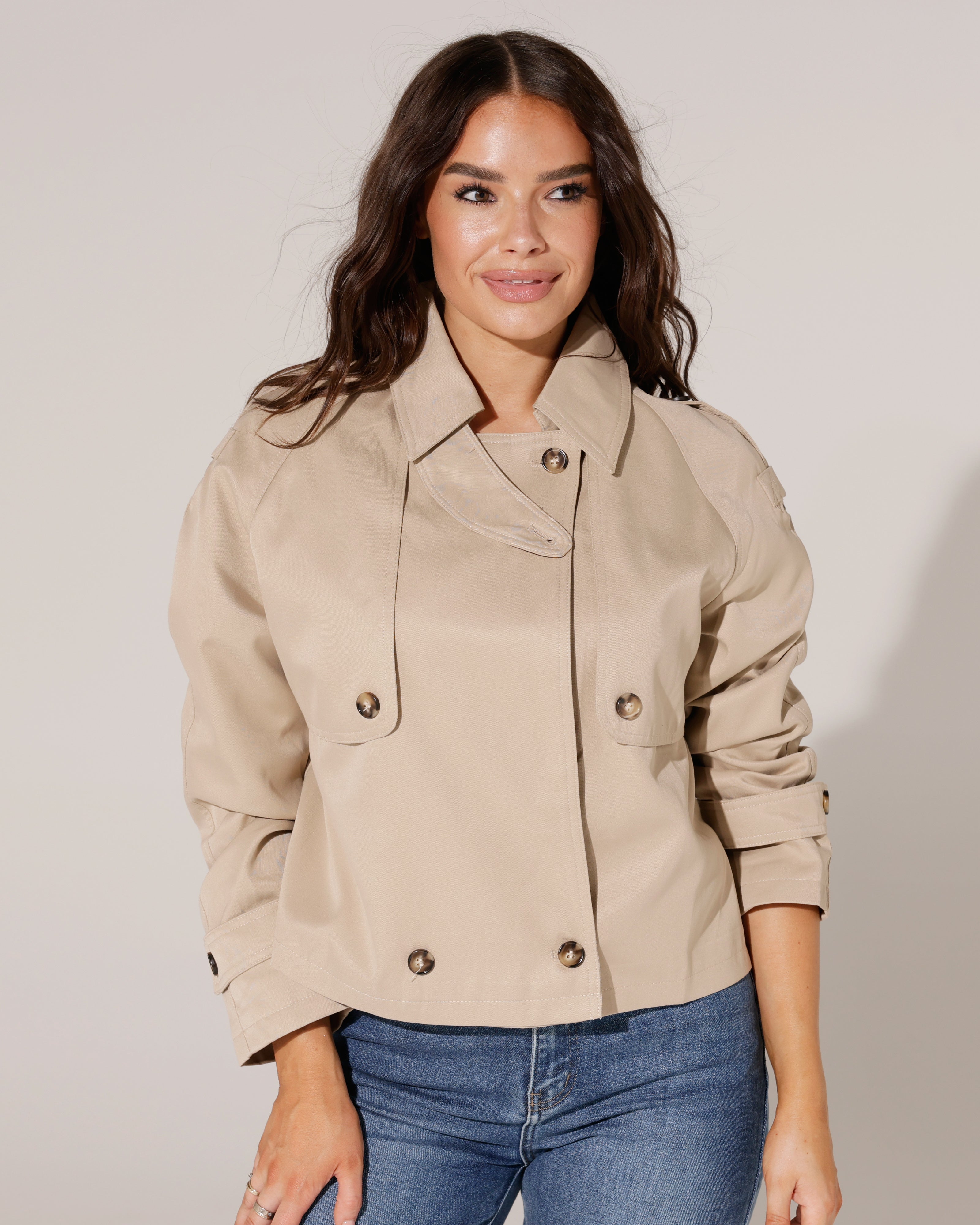 Kort trenchcoat jasje Elin Zand