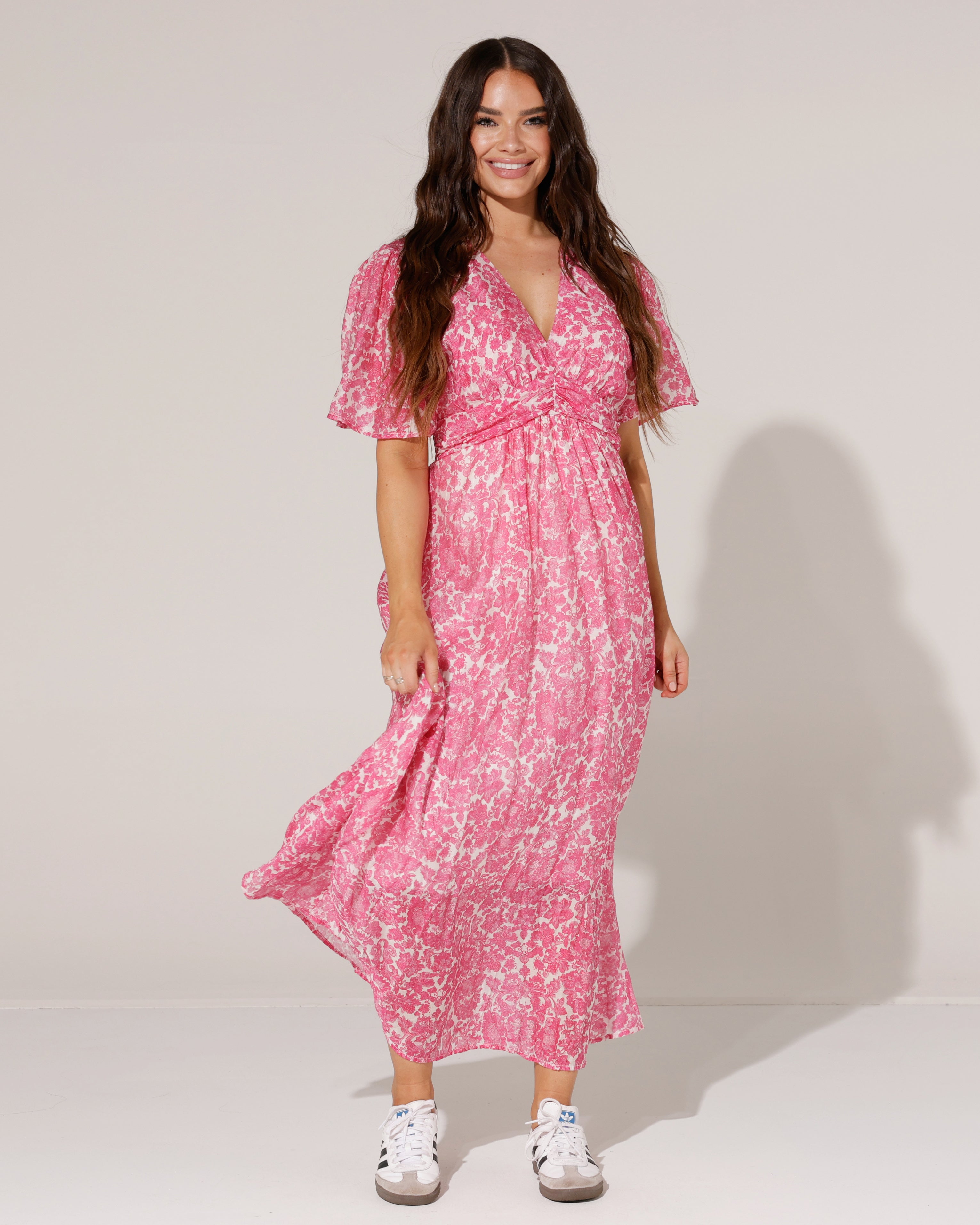 Lange jurk Gaby Fuchsia