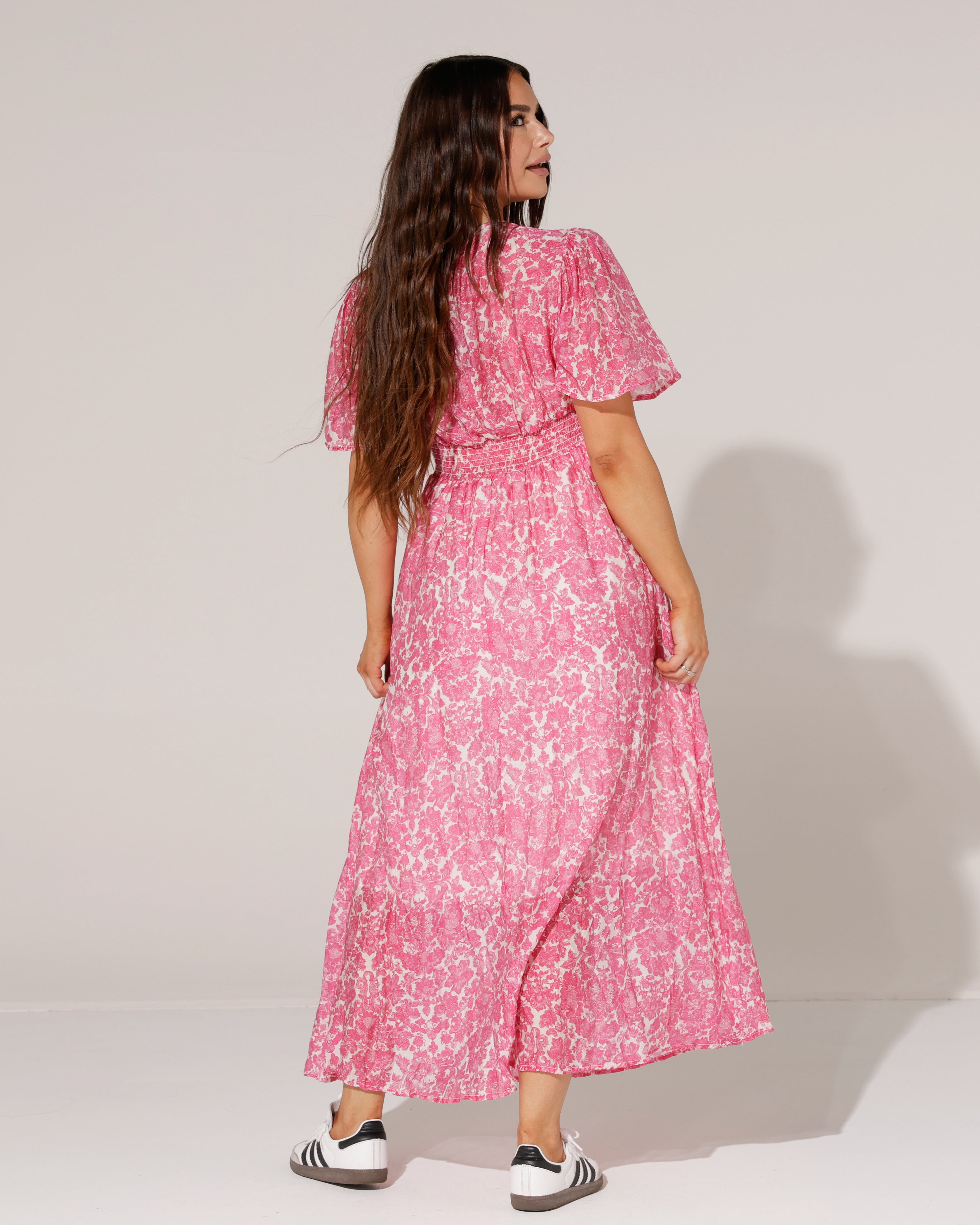 Lange jurk Gaby Fuchsia