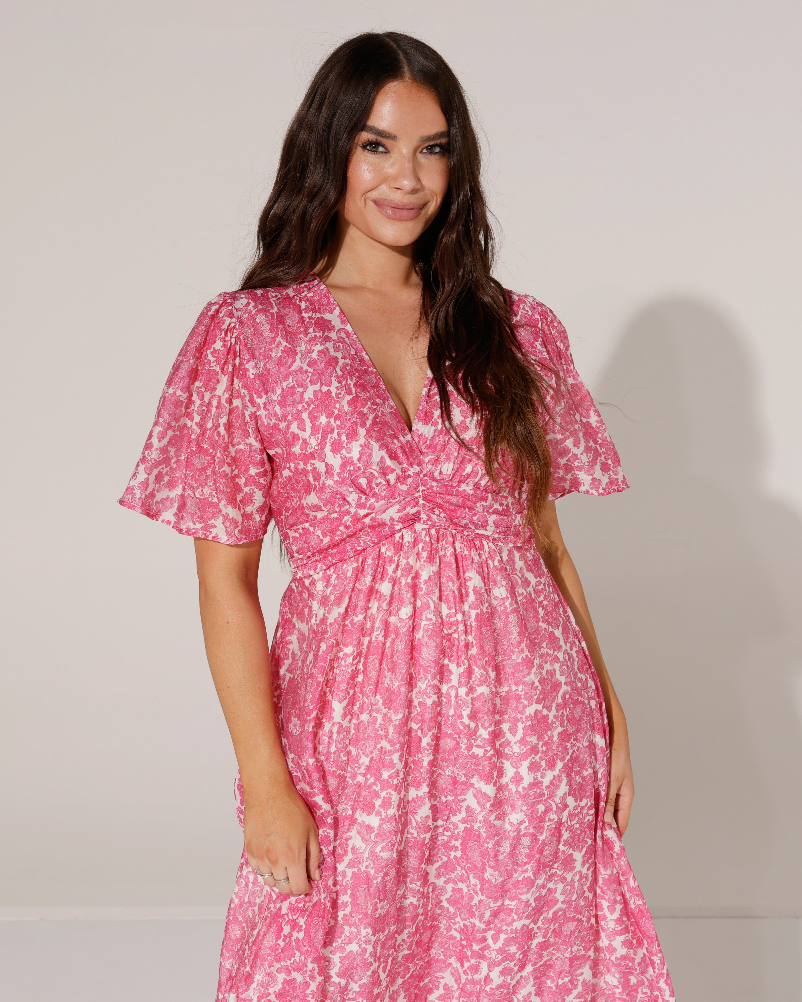 Lange jurk Gaby Fuchsia