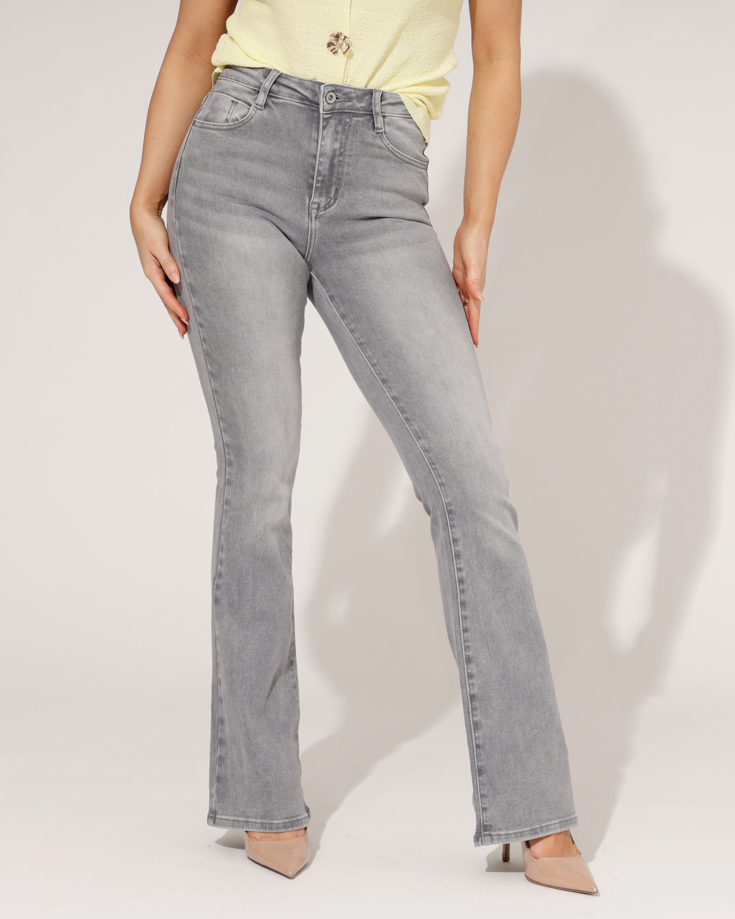 Hello Miss | Flared jeans Mitty-10 Grijs