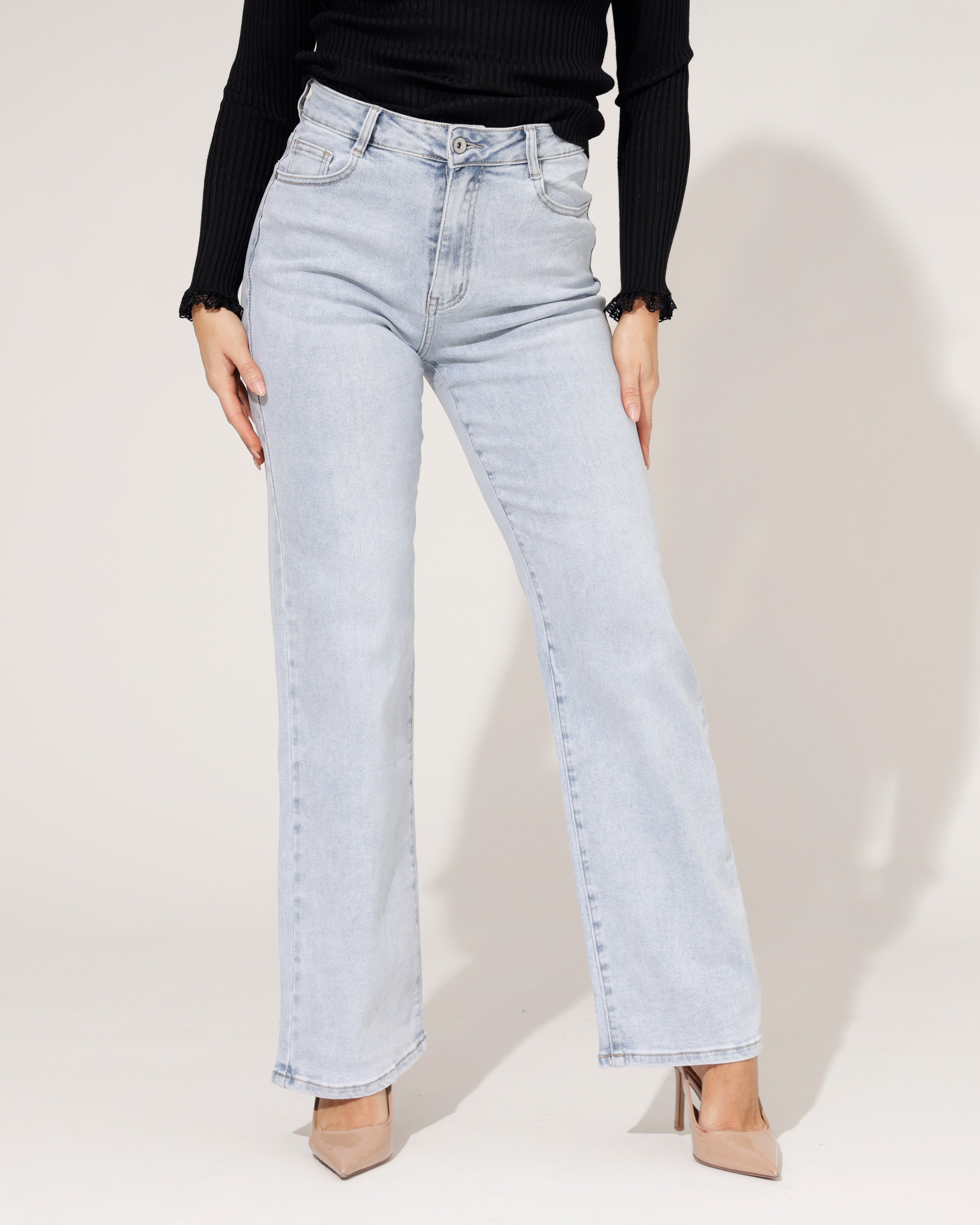 Hello Miss | Wide leg jeans Tess-6 Lichtblauw