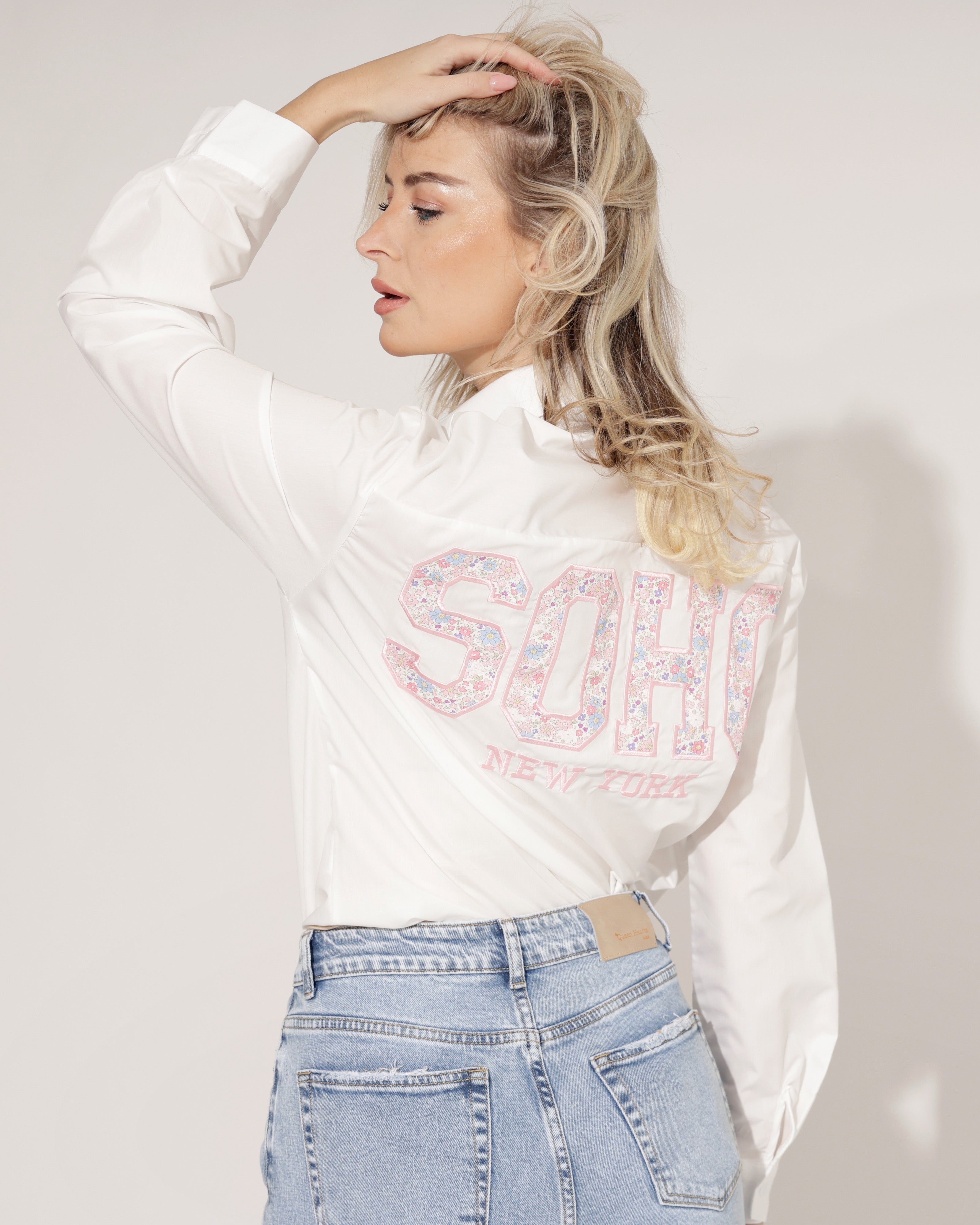 Blouse SOHO gebloemd Wit/ Roze