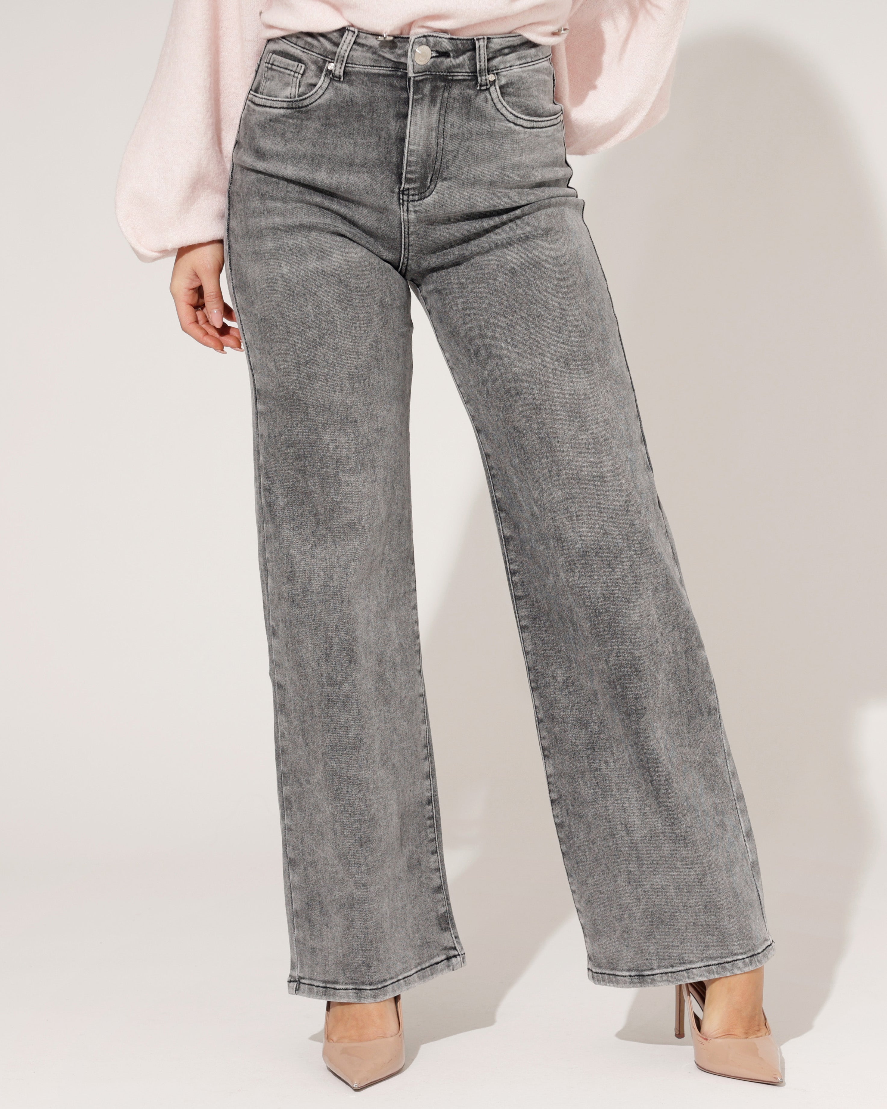 Goodies | Wide leg jeans Gisele Donkergrijs