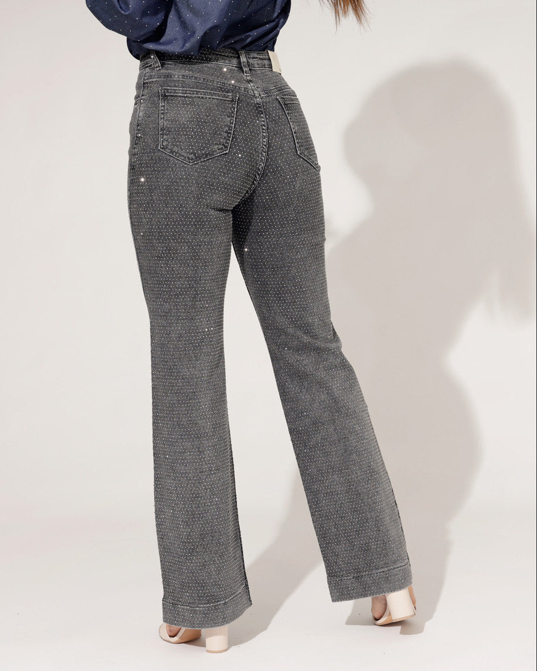 Folyrose | Wide leg jeans Jone Donkergrijs