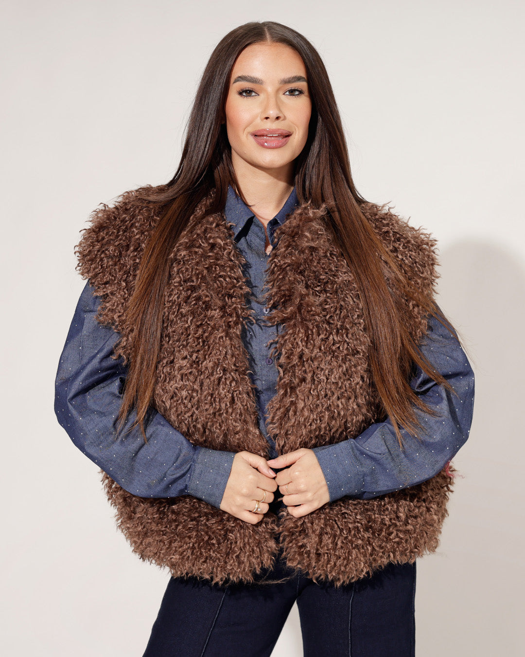 Bontgilet Felicity Bruin