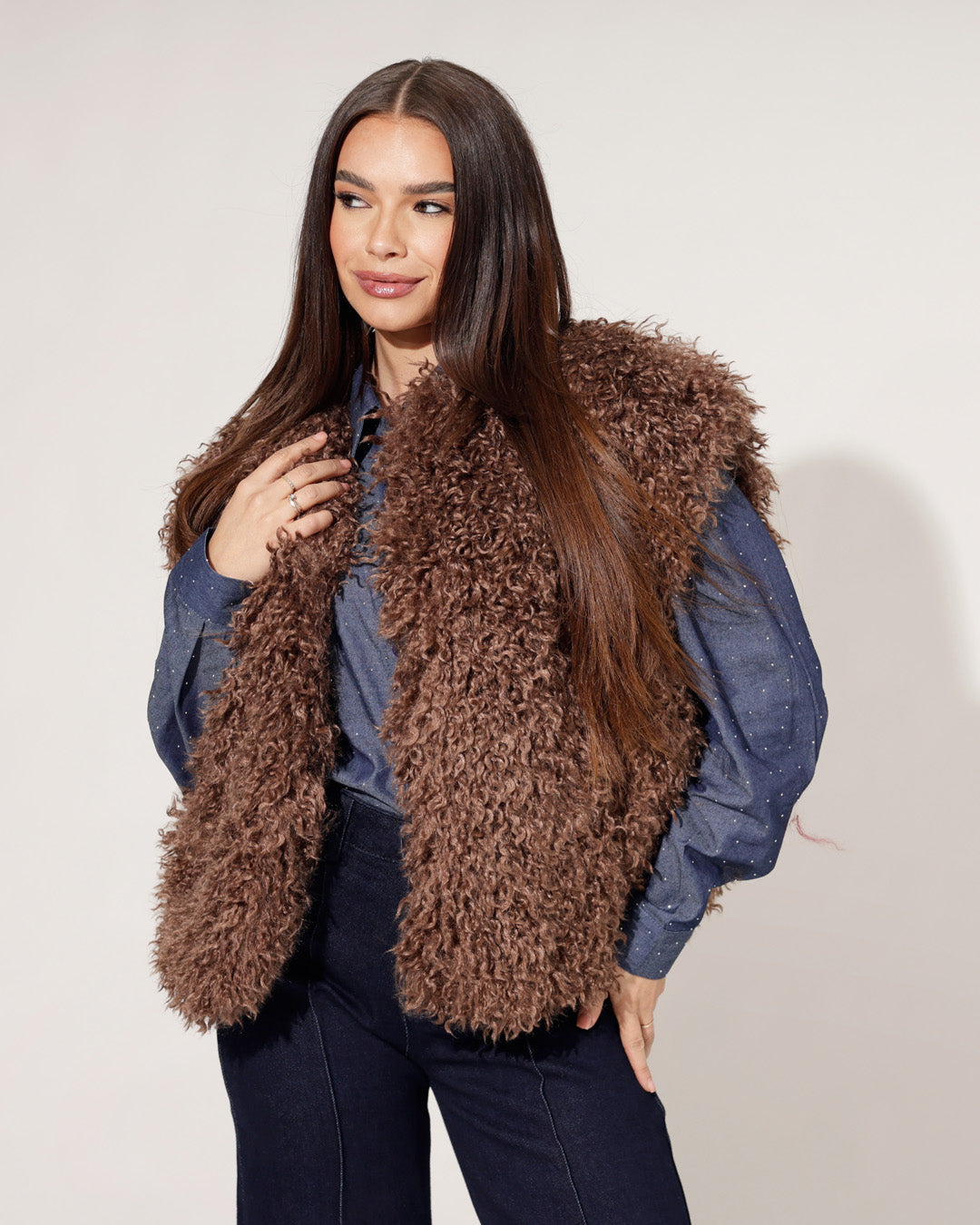 Bontgilet Felicity Bruin