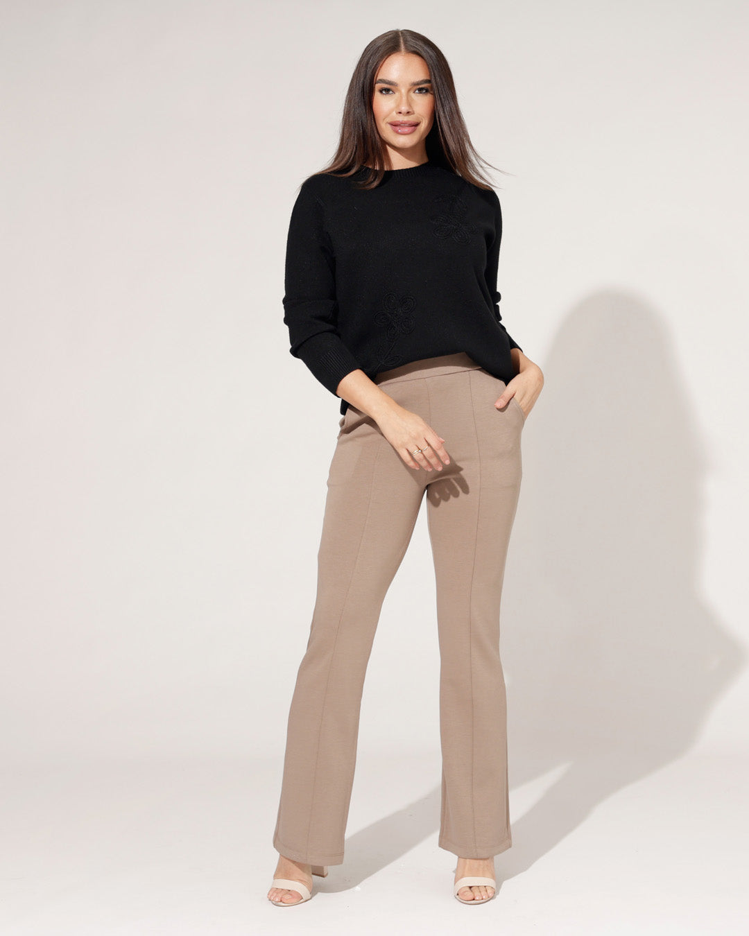 Flared broek Liza Taupe