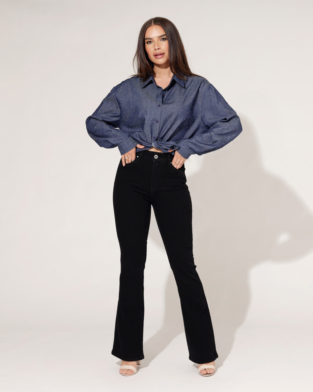Norfy | Flared jeans Bailey-1 Zwart