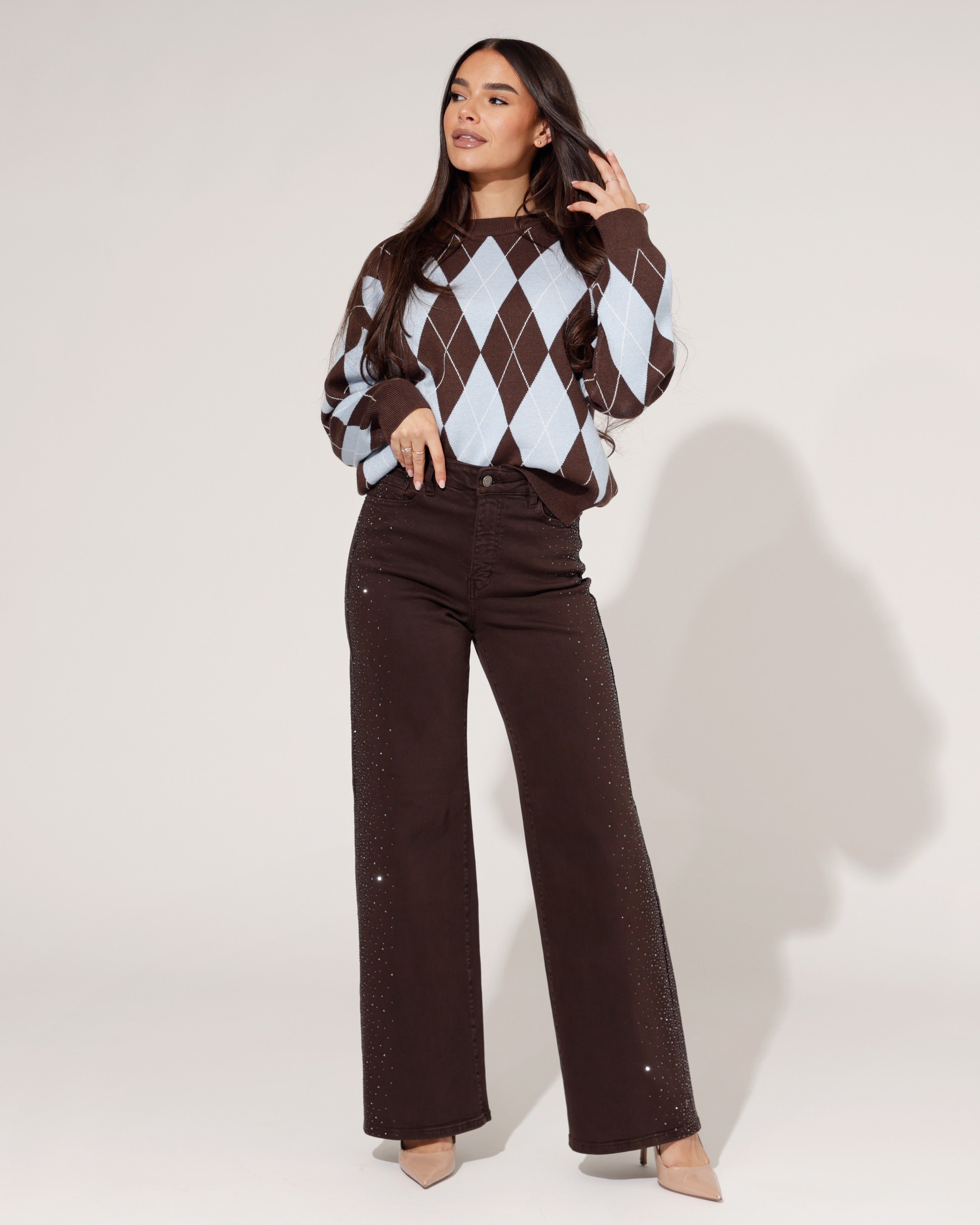 Laulia | Wide leg jeans Nena-5 Donkerbruin
