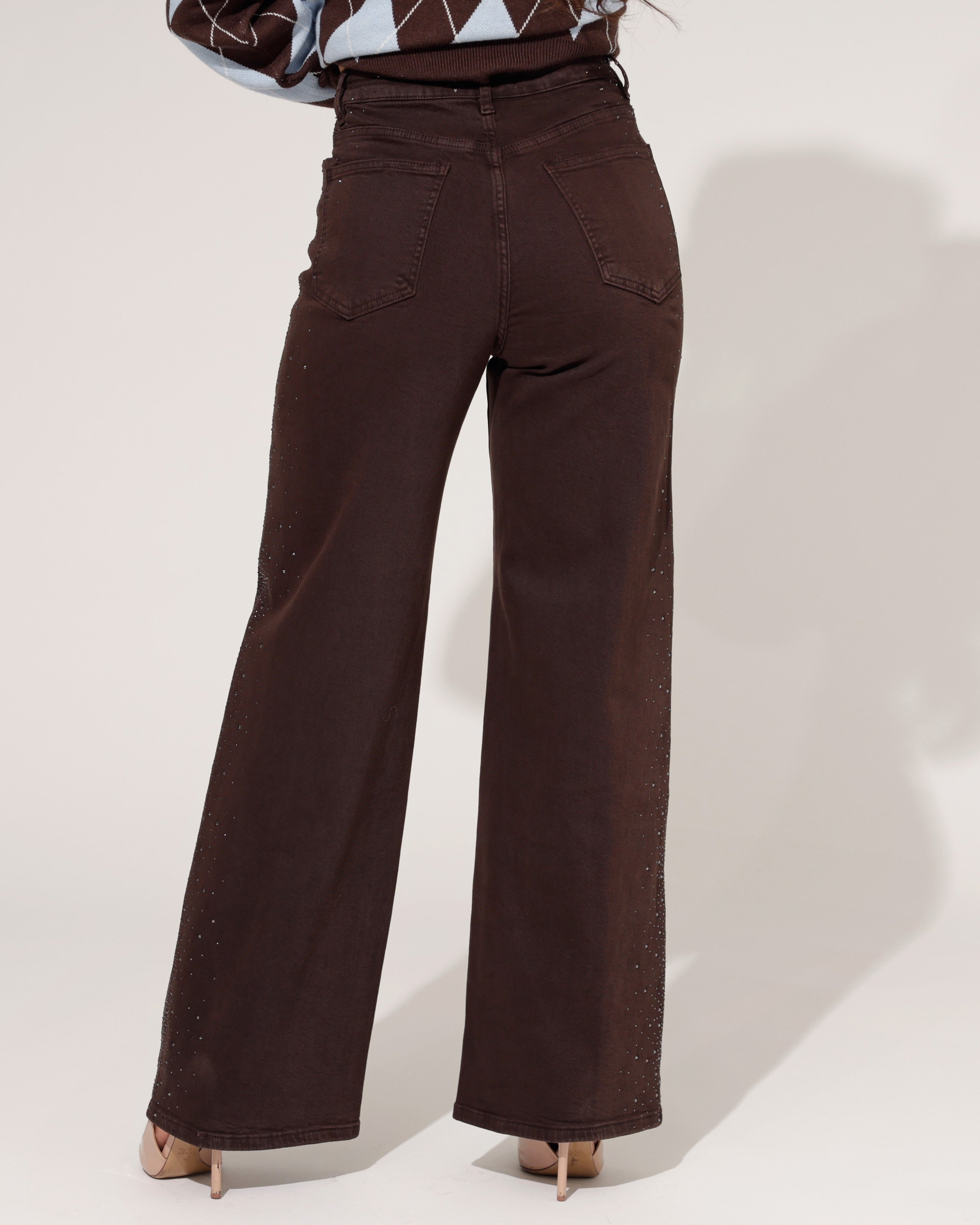 Laulia | Wide leg jeans Nena-5 Donkerbruin