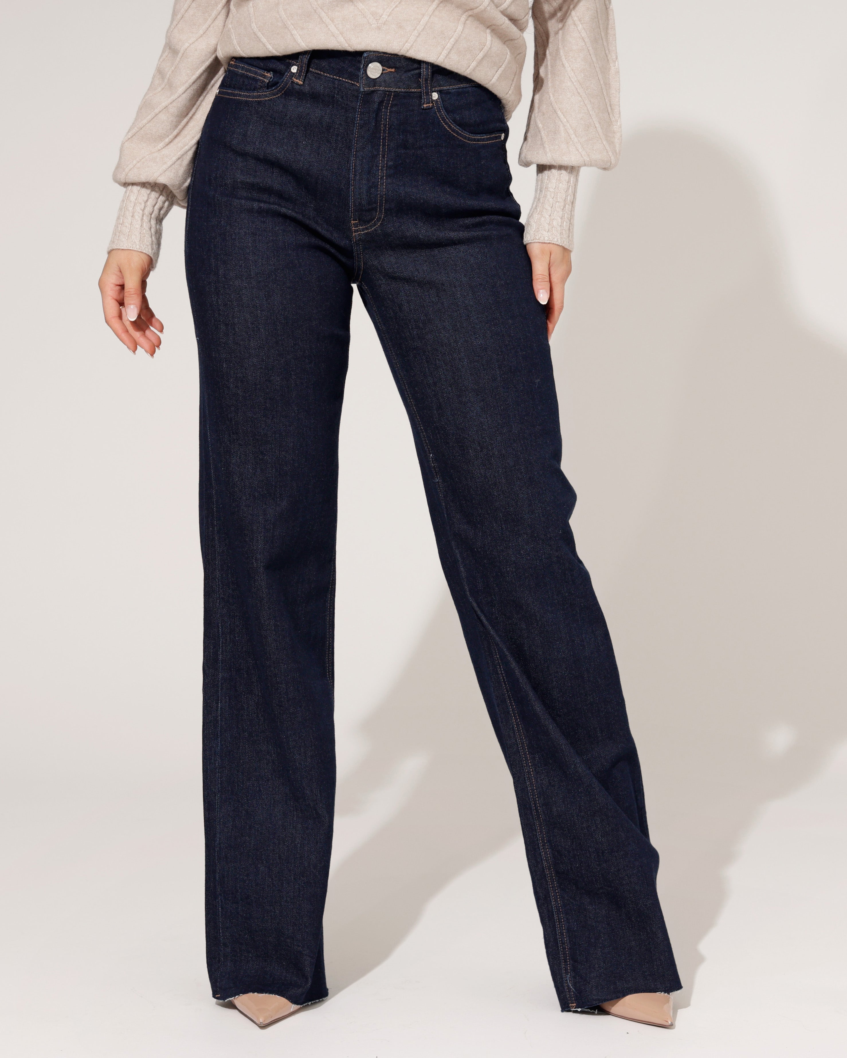 Queen Hearts | Wide leg jeans Nina-17 Donkerblauw