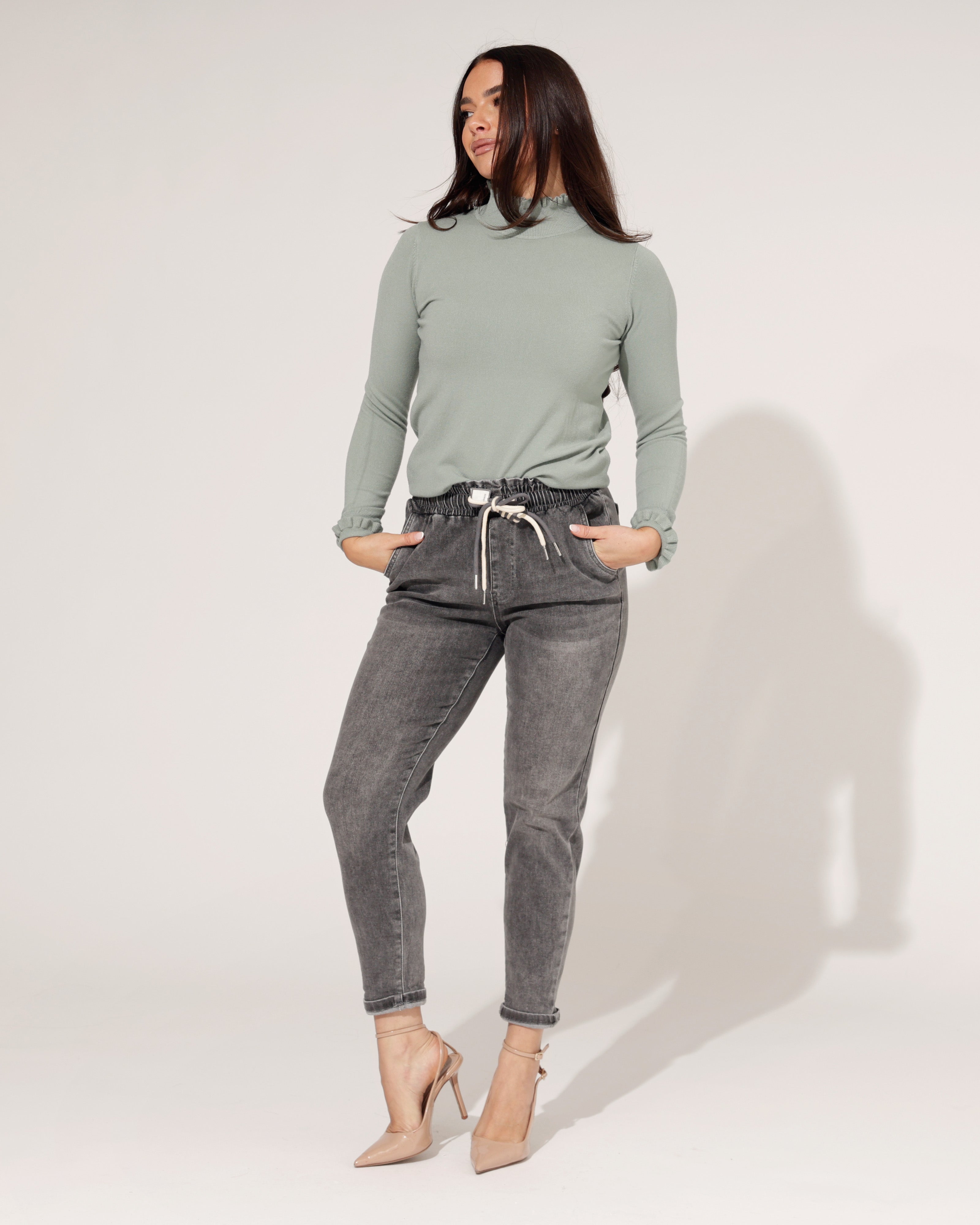 Redseventy | Mom jeans Mikky-11 Donkergrijs