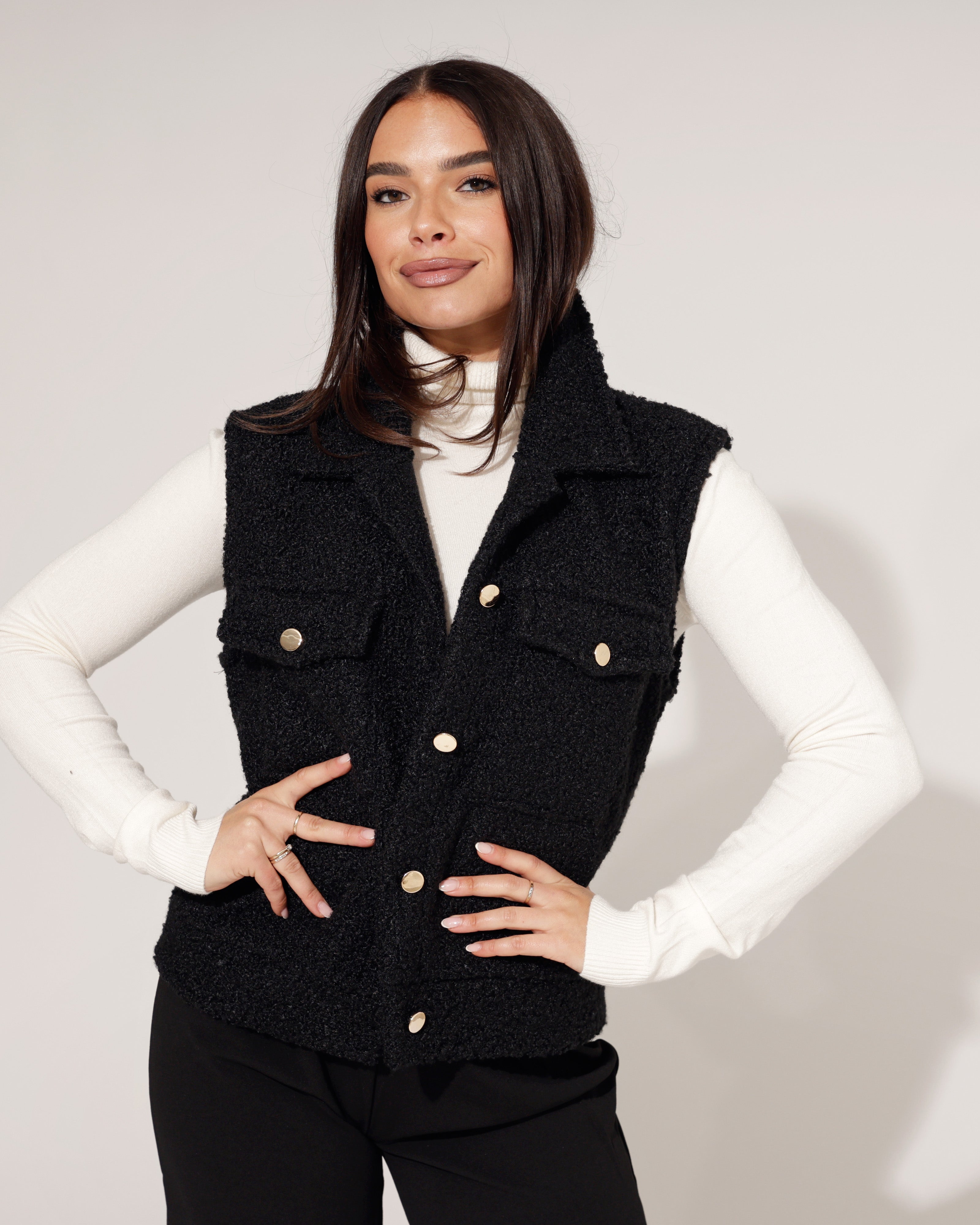 Teddy gilet Nomae Zwart