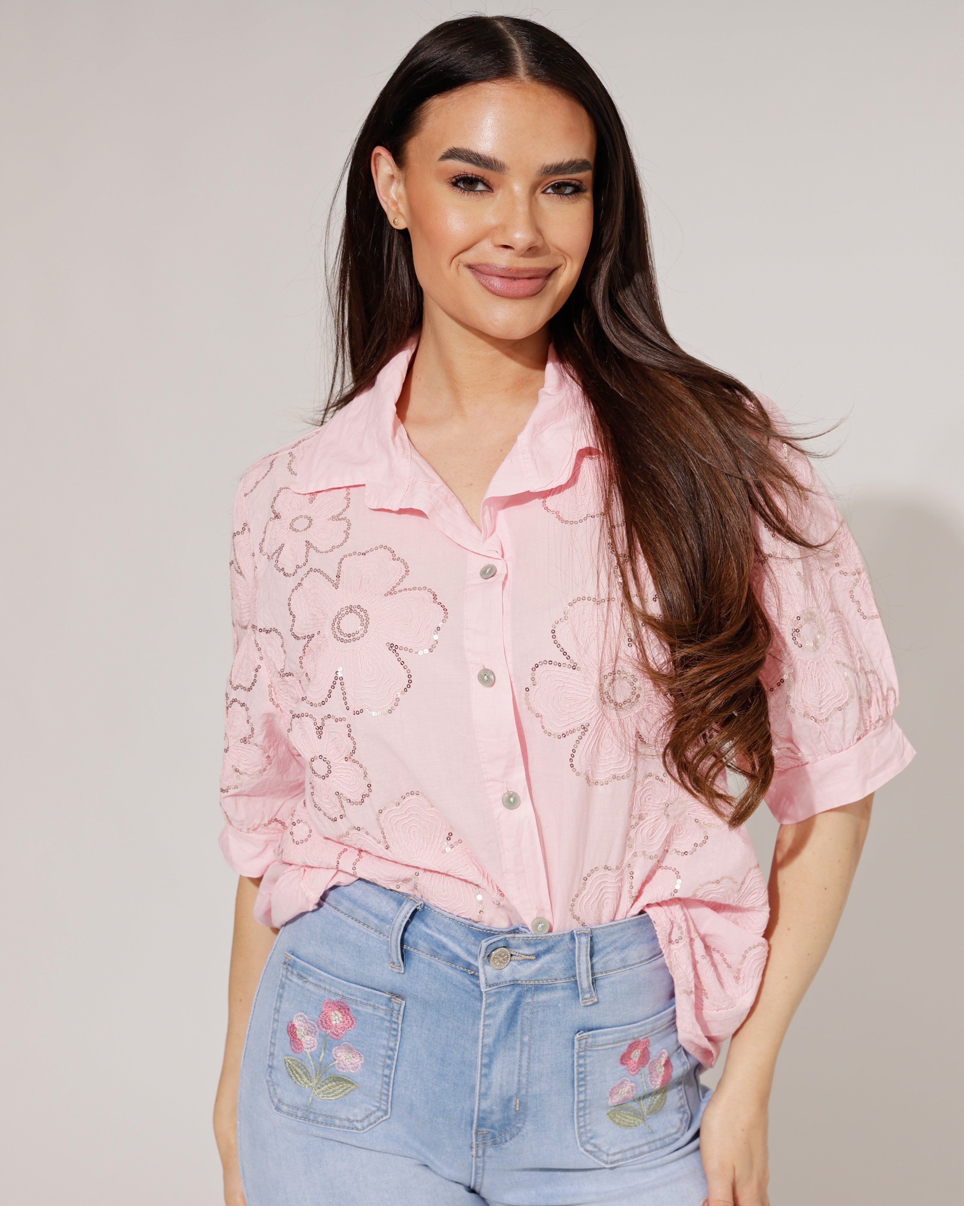 Blouse met bloemen Emily Roze