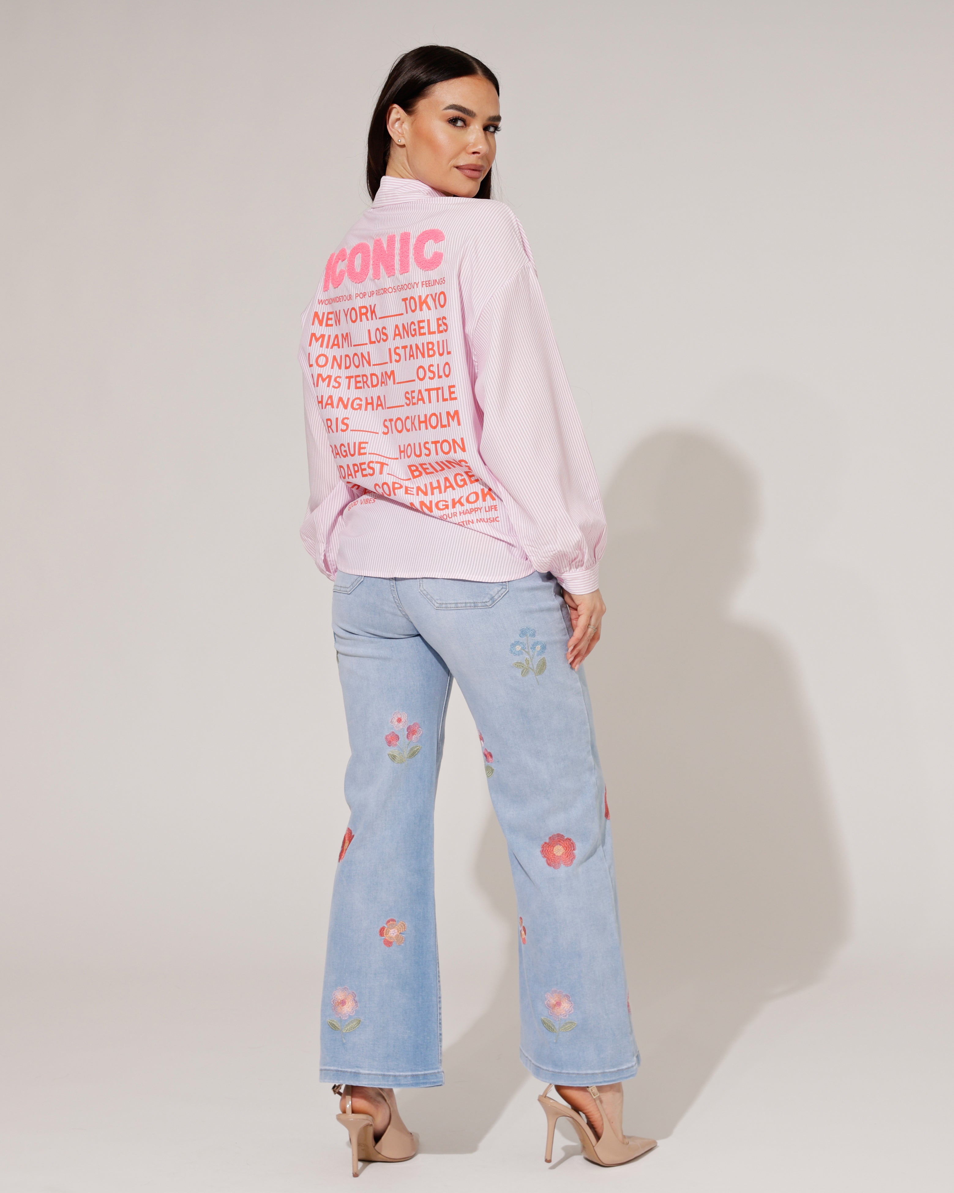 Gestreepte blouse Iconic Roze