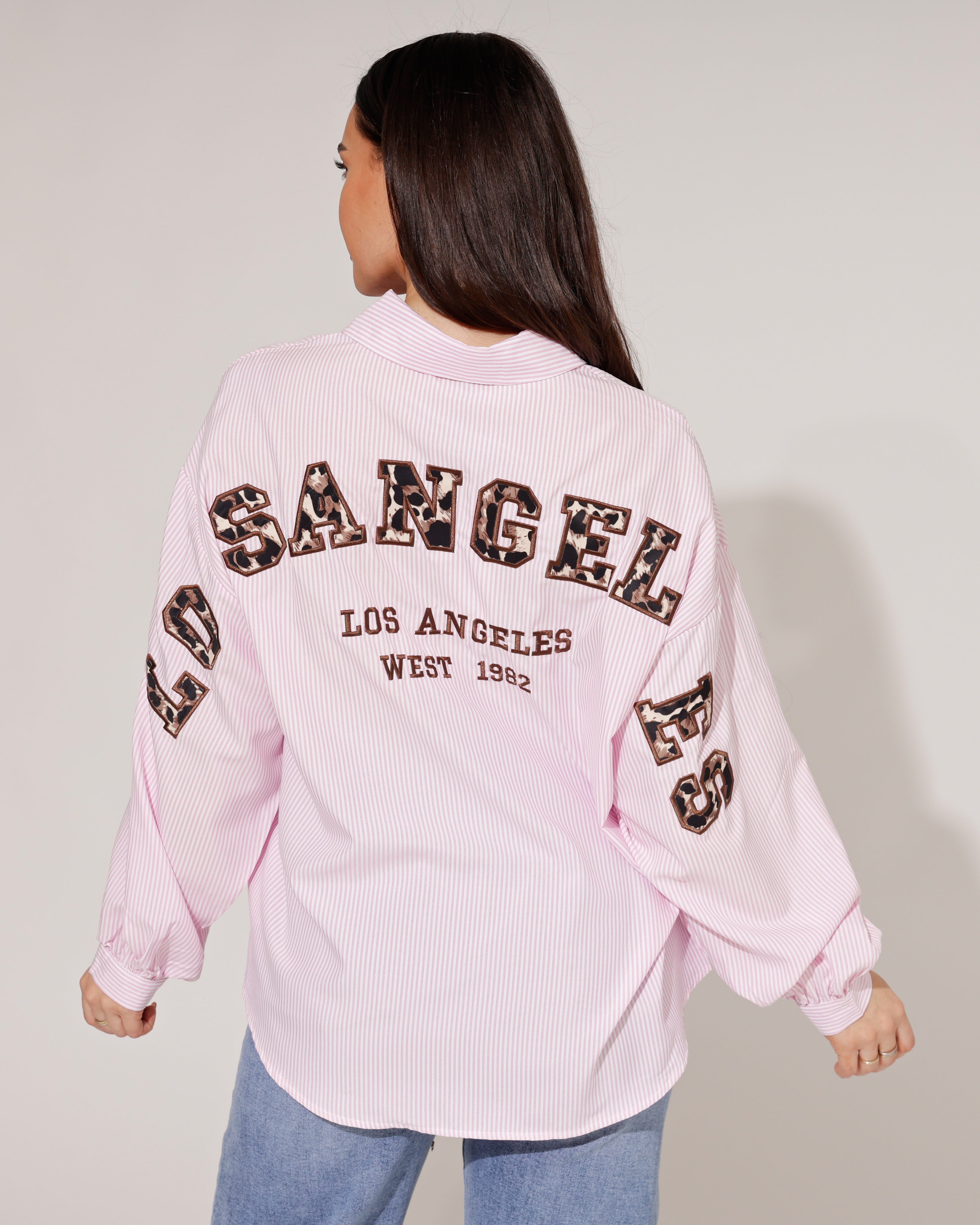 Gestreepte blouse LA Roze