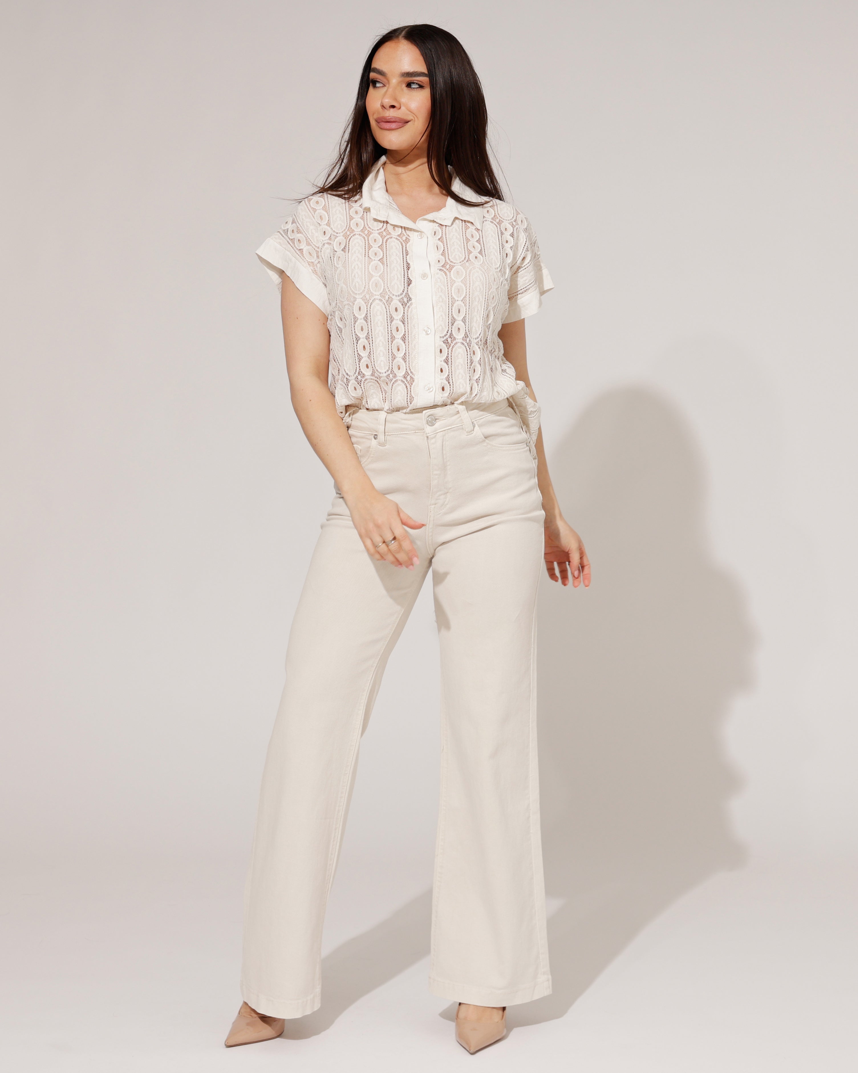 Blouse broderie Nova Beige