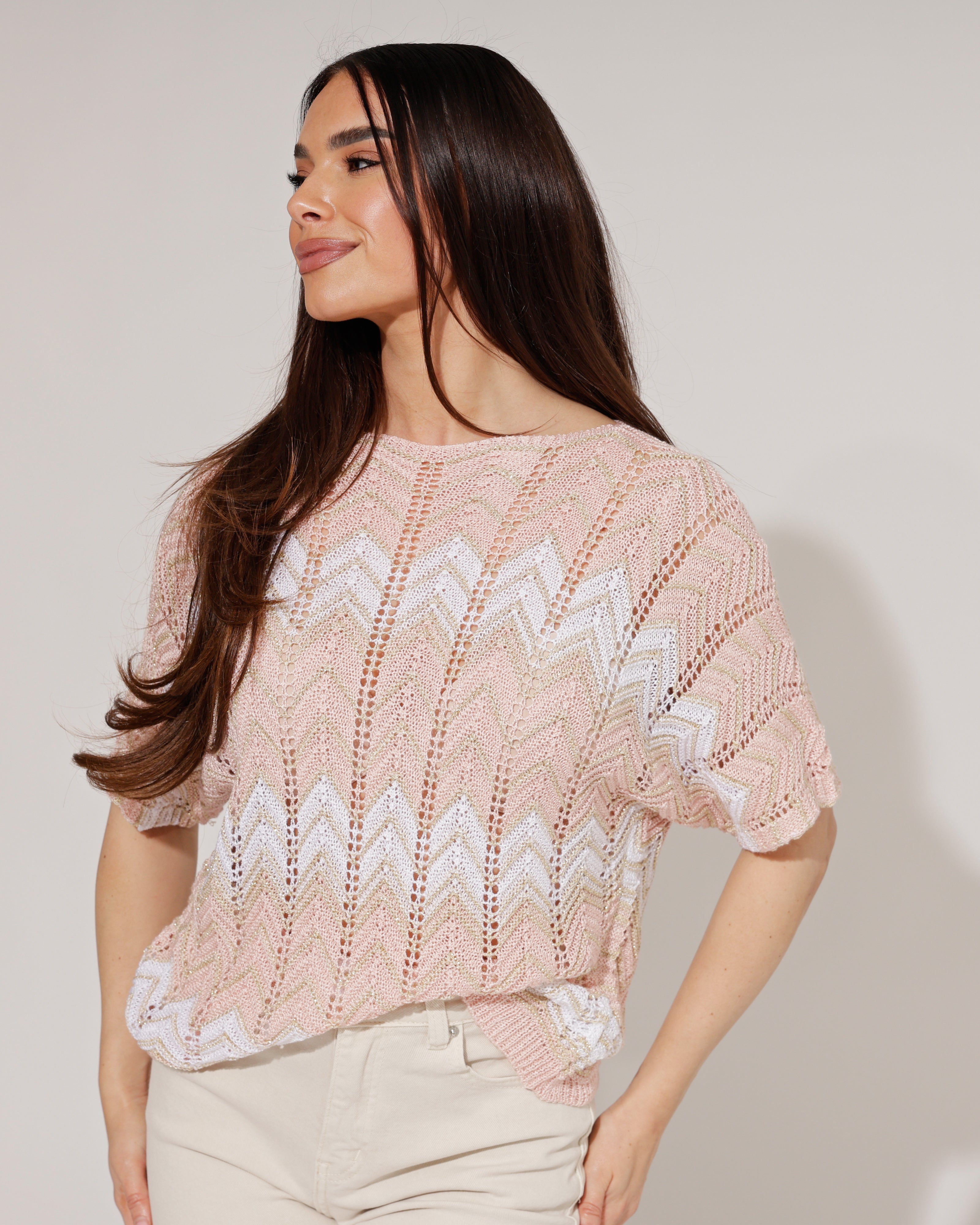 Zigzag trui Elara Roze