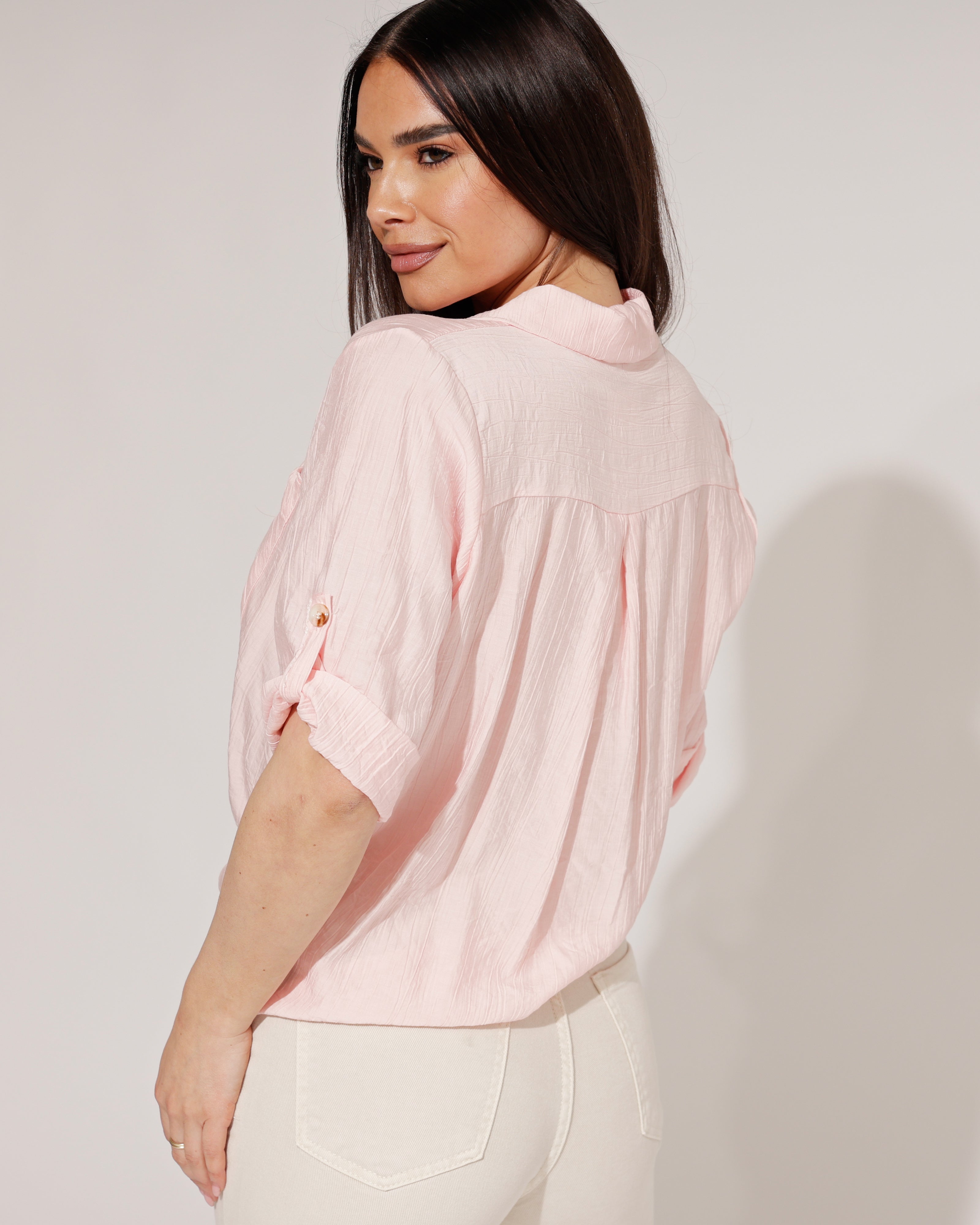 Blouse met knoop Milou Lichtroze