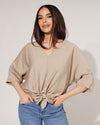 Top met knoop Sena Taupe