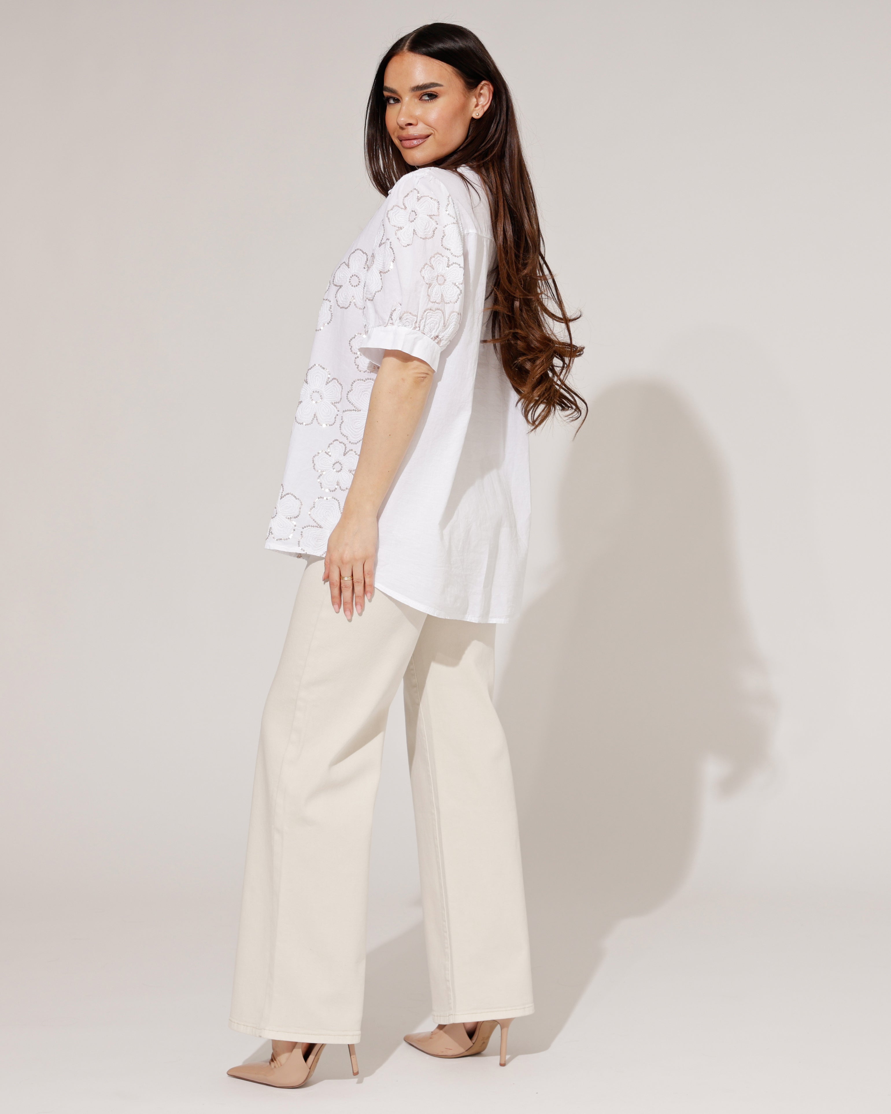 Blouse met bloemen Emily Wit