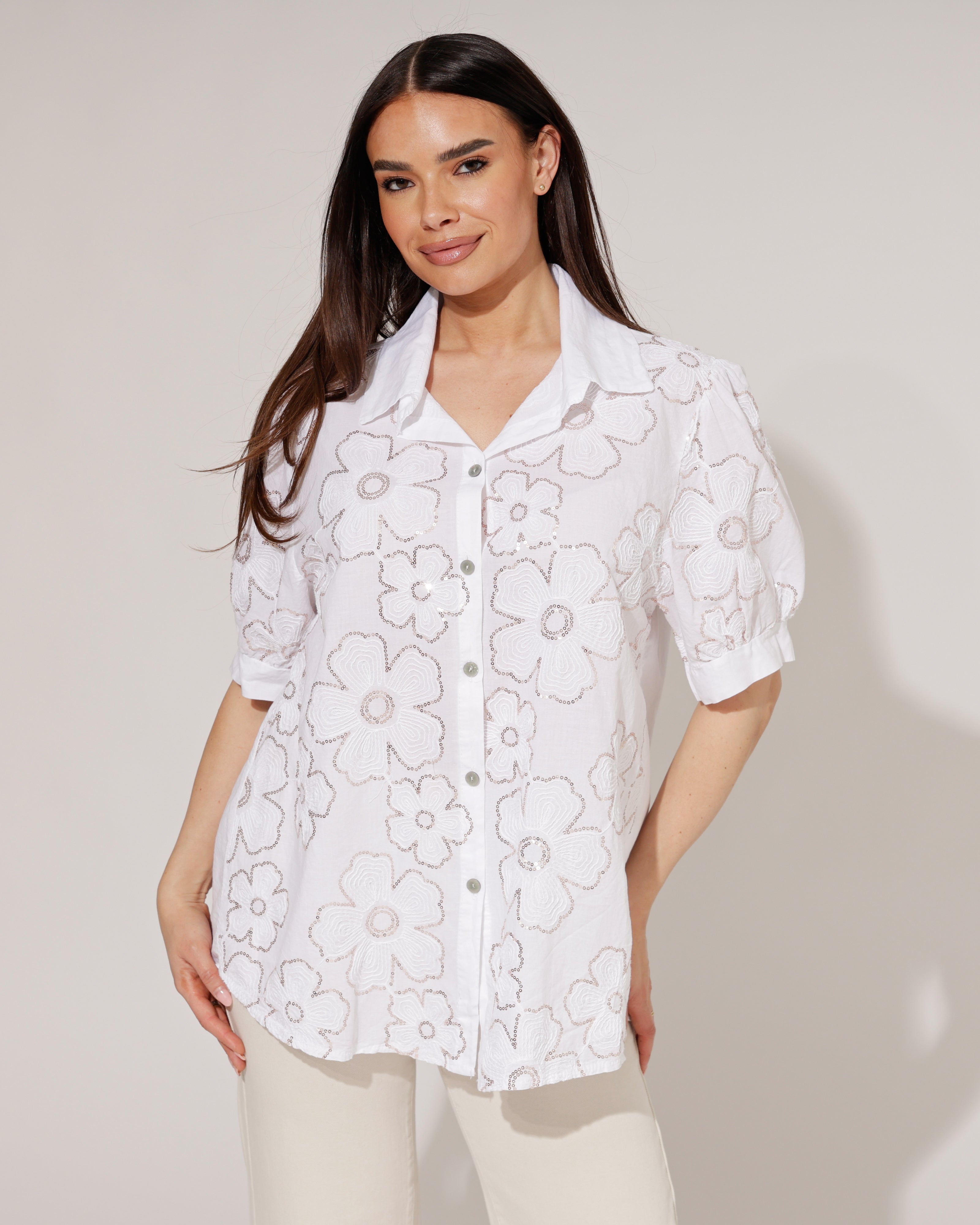 Blouse met bloemen Emily Wit