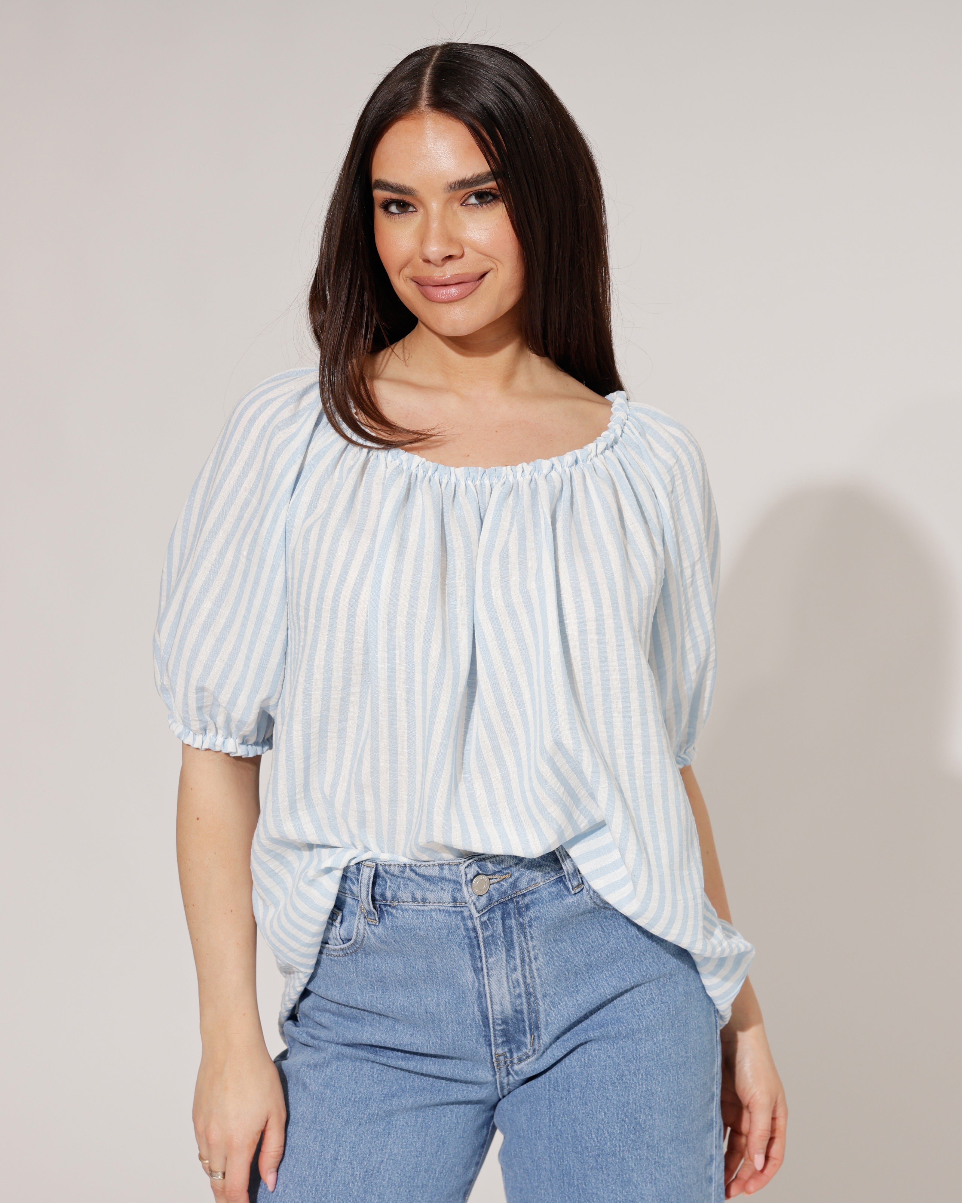 Gestreepte top Abby Lichtblauw
