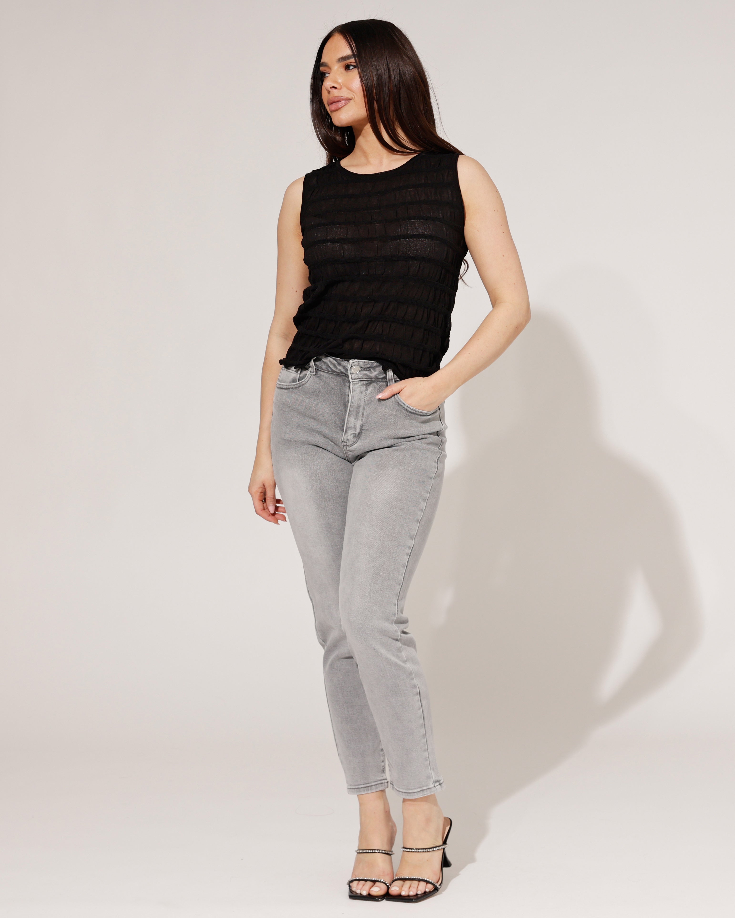 Hello Miss | Mom jeans Savvy-5 Grijs