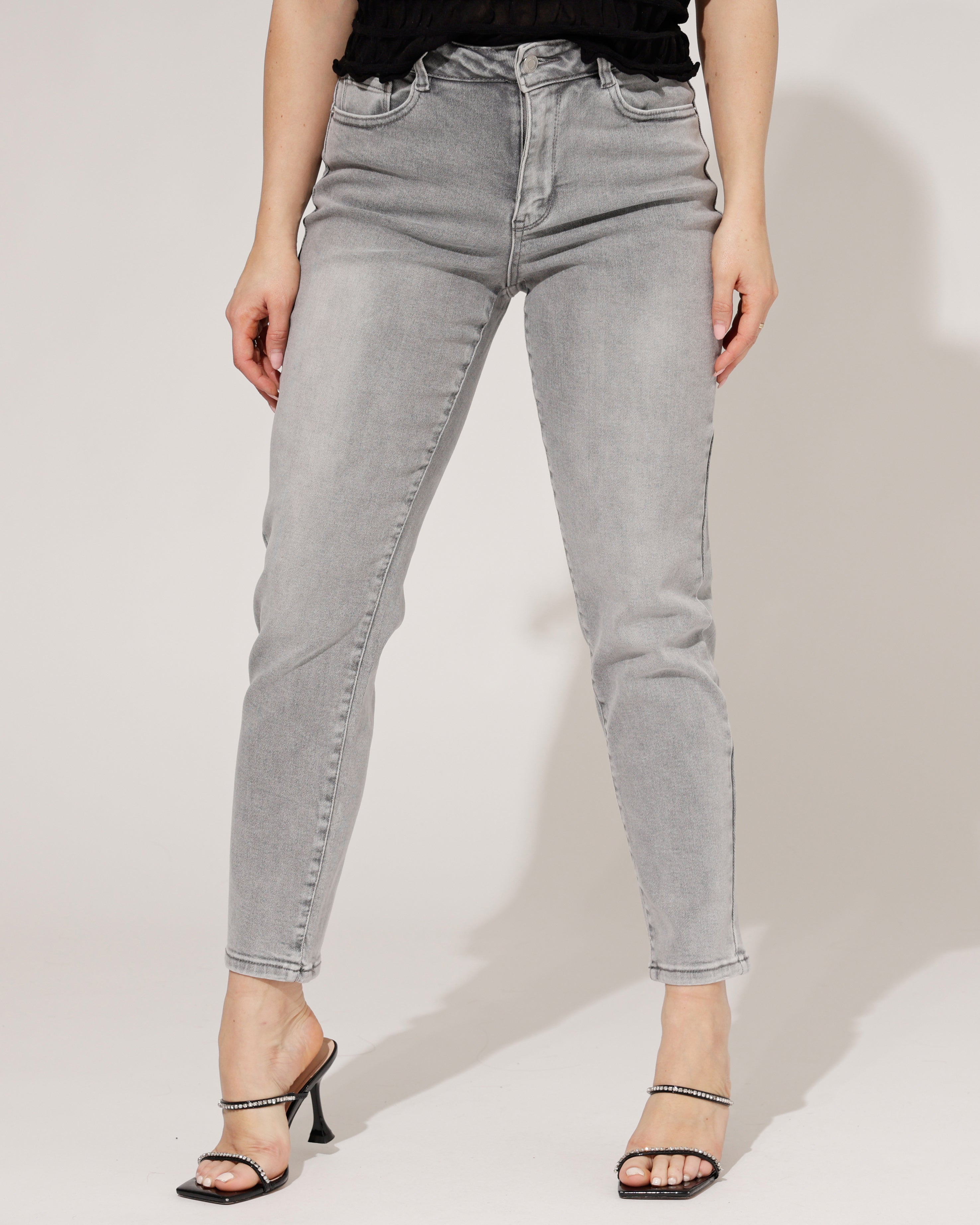 Hello Miss | Mom jeans Savvy-5 Grijs