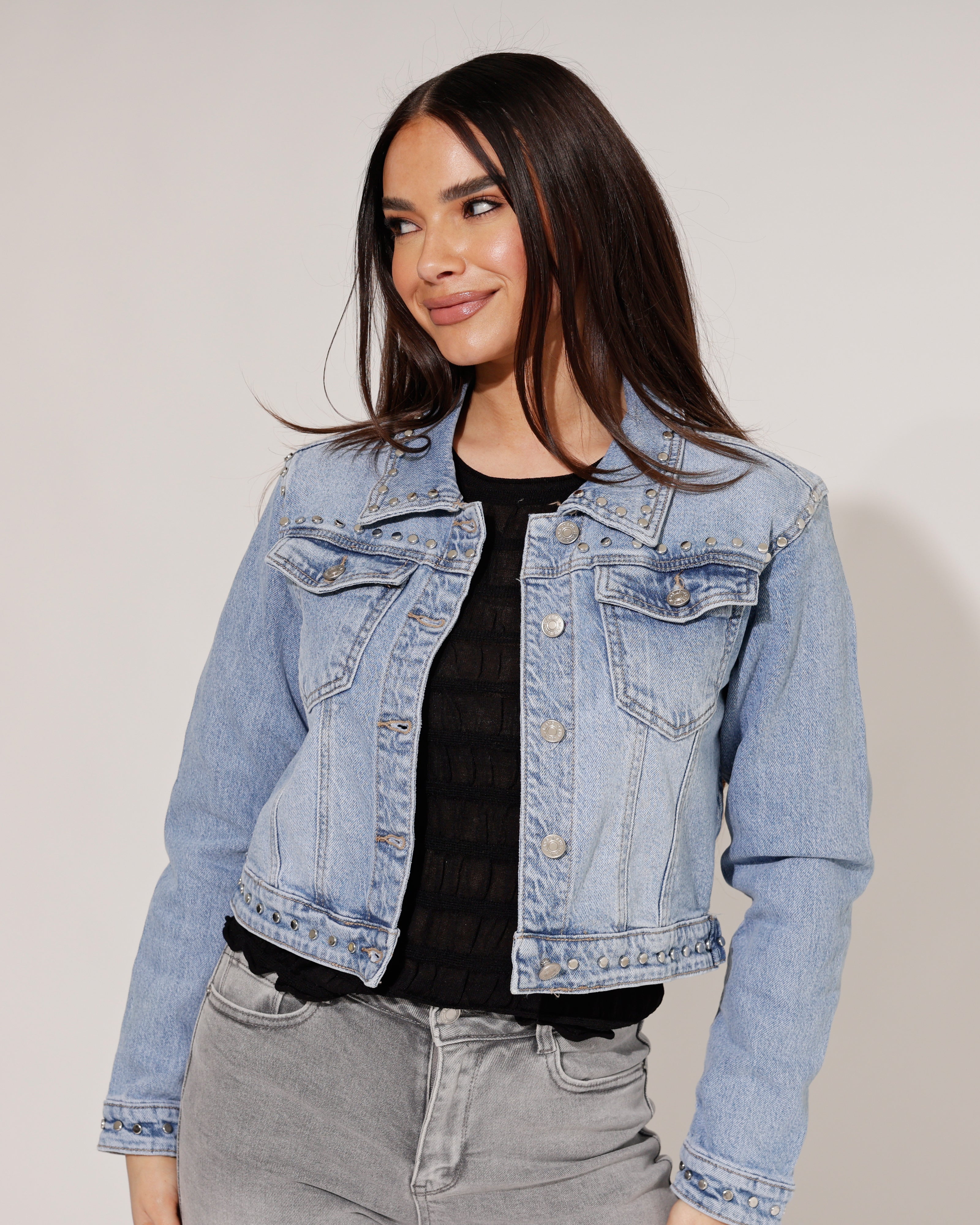 Folyrose | Spijkerjacket met studs Mira Blauw