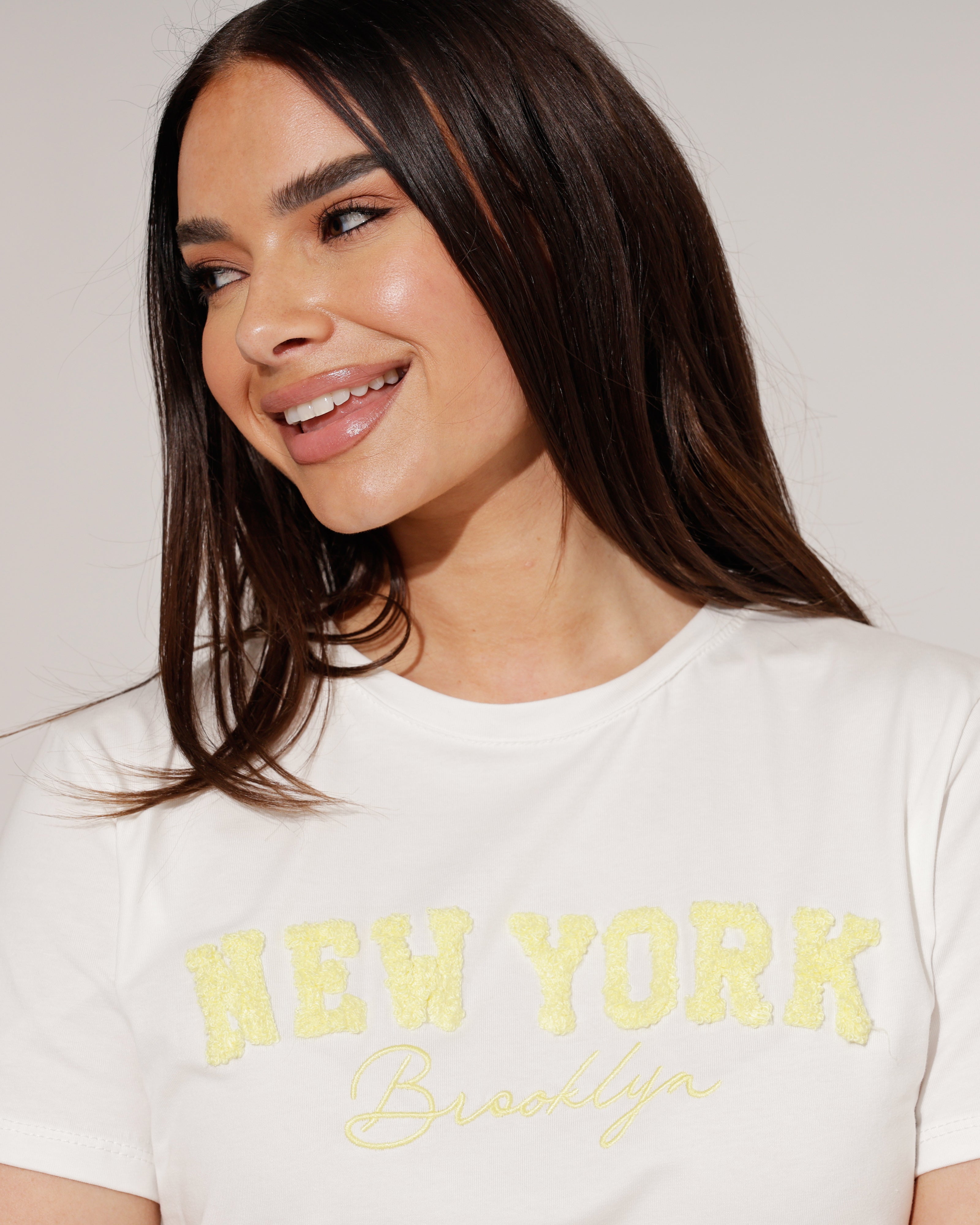 T-shirt New York Wit/ Geel