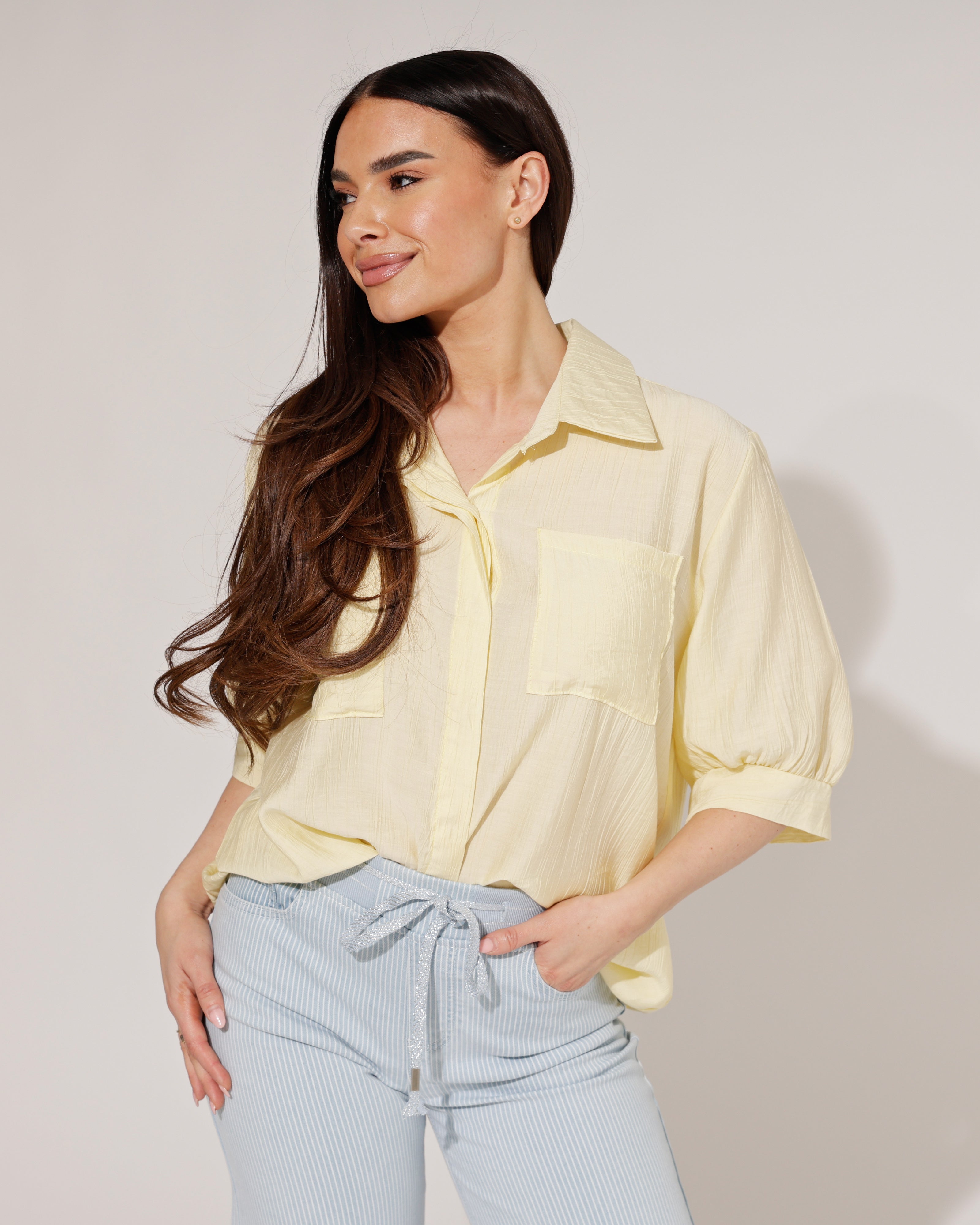 Blouse met zakken Yinney Geel