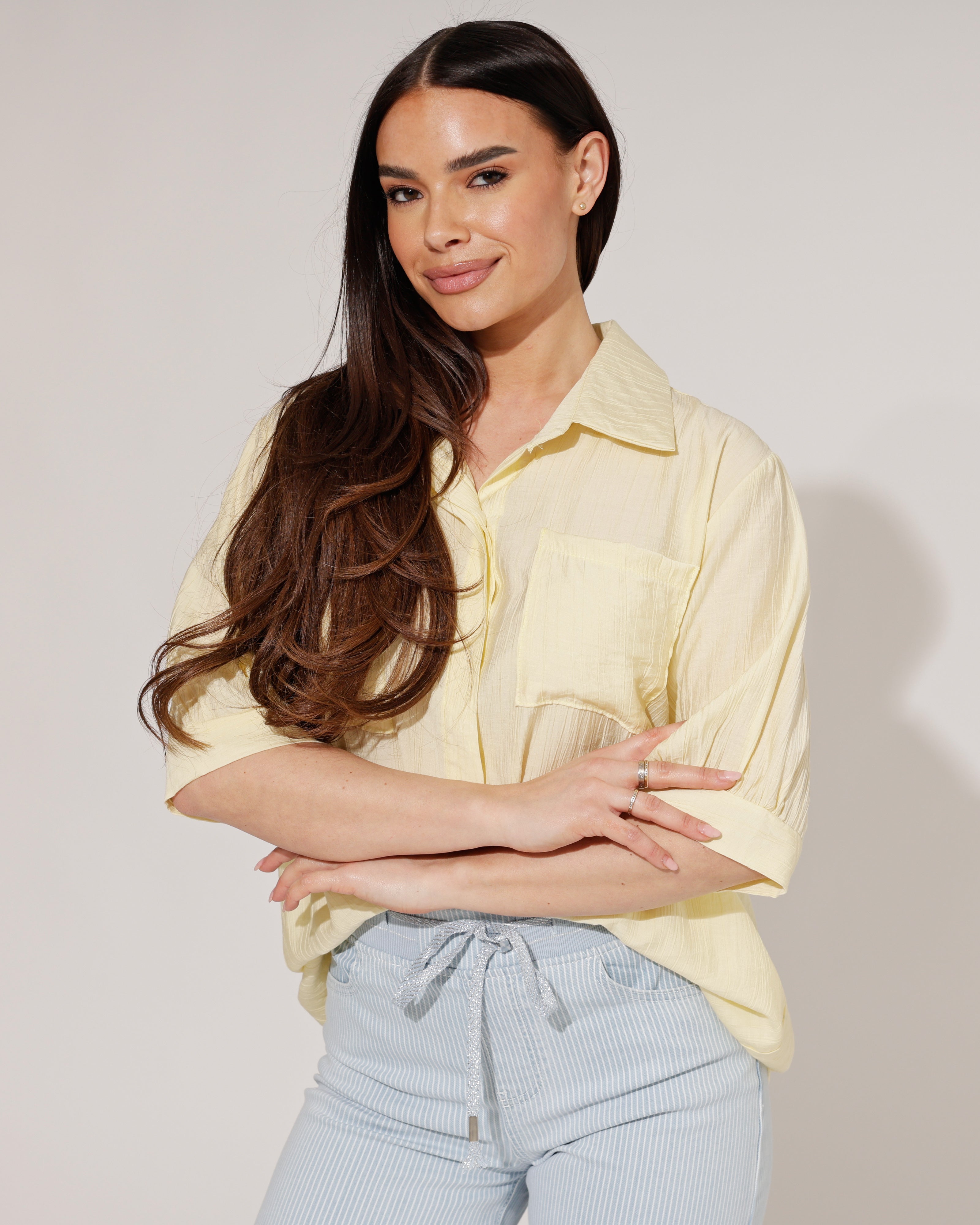 Blouse met zakken Yinney Geel