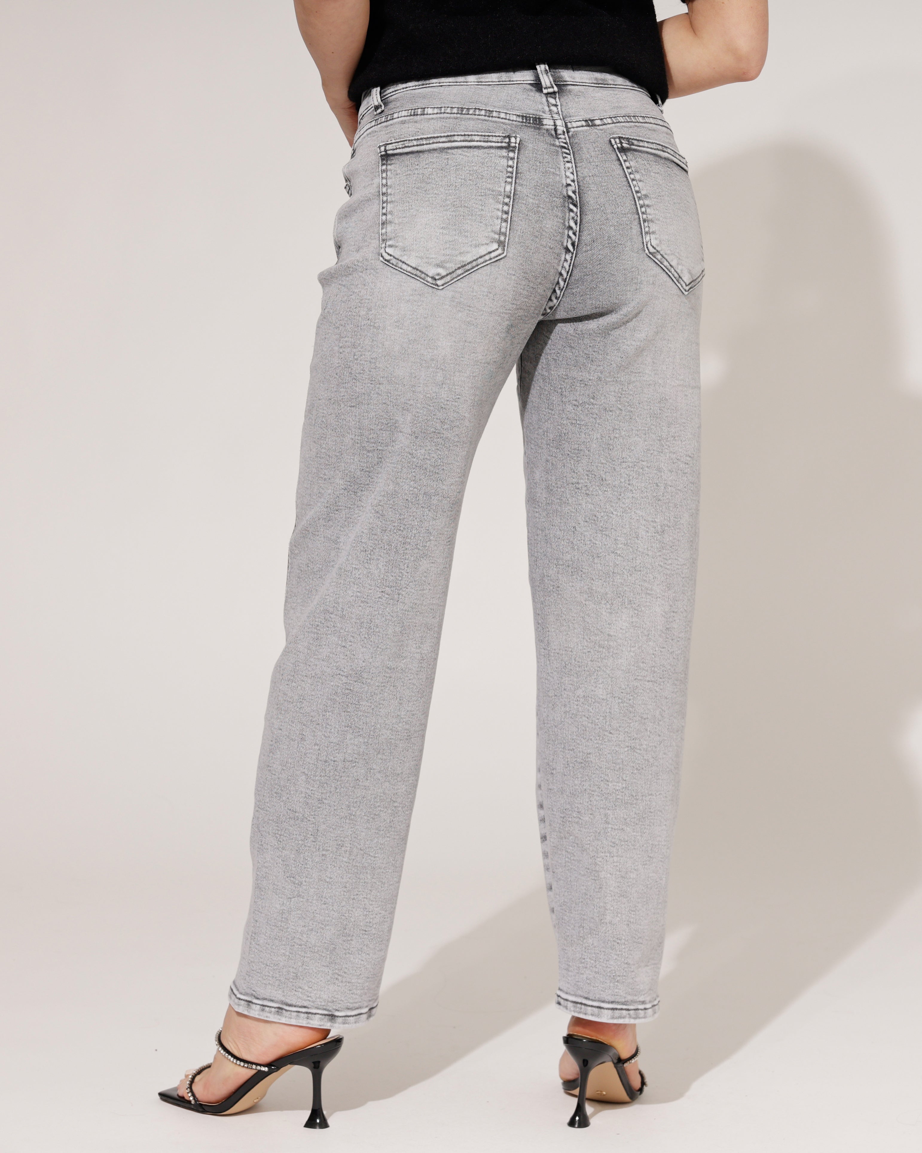 Hello Miss | Barrel jeans Lieq-5 Grijs