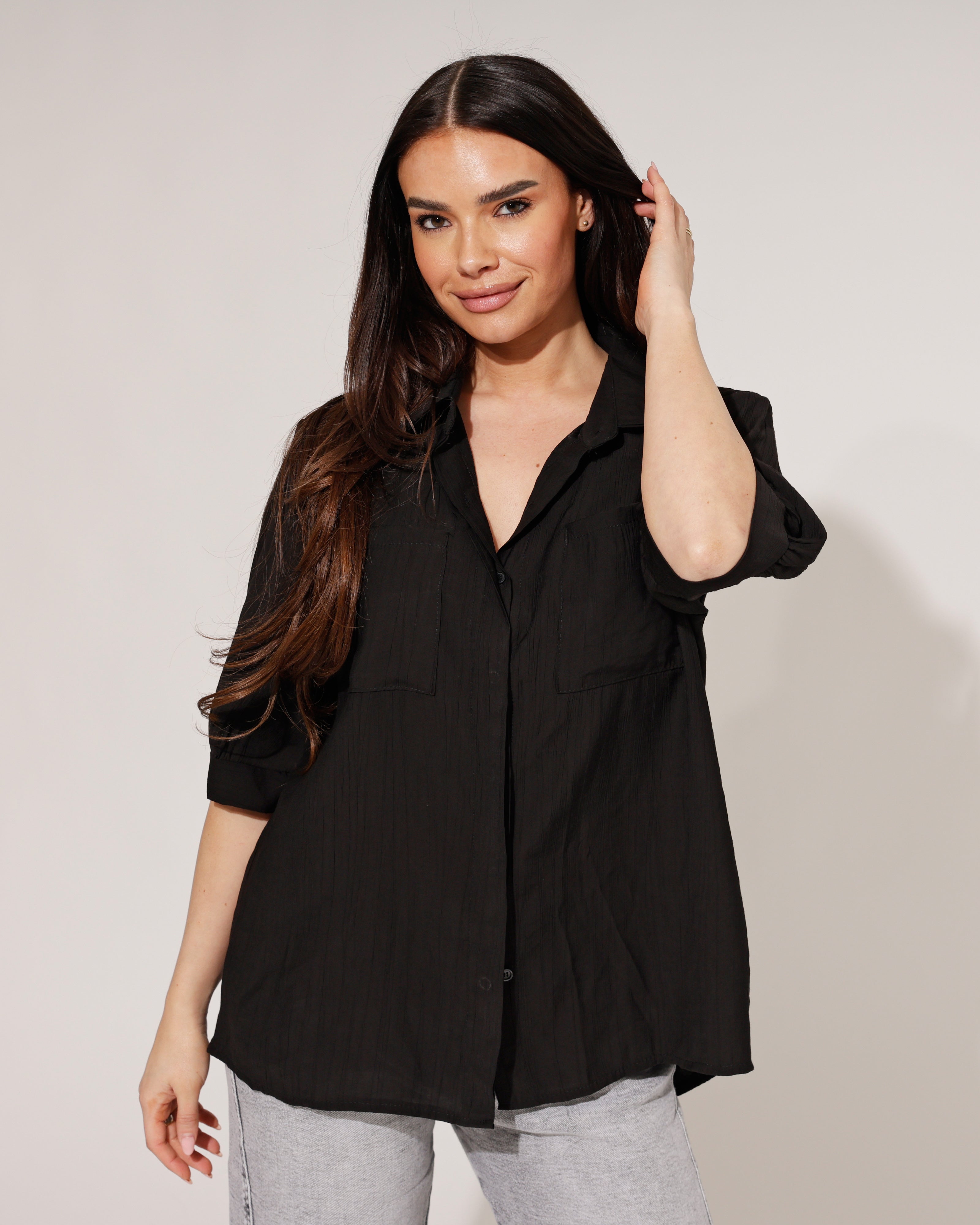 Blouse met zakken Yinney Zwart