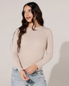 Ronde hals top lange mouwen Evi Beige