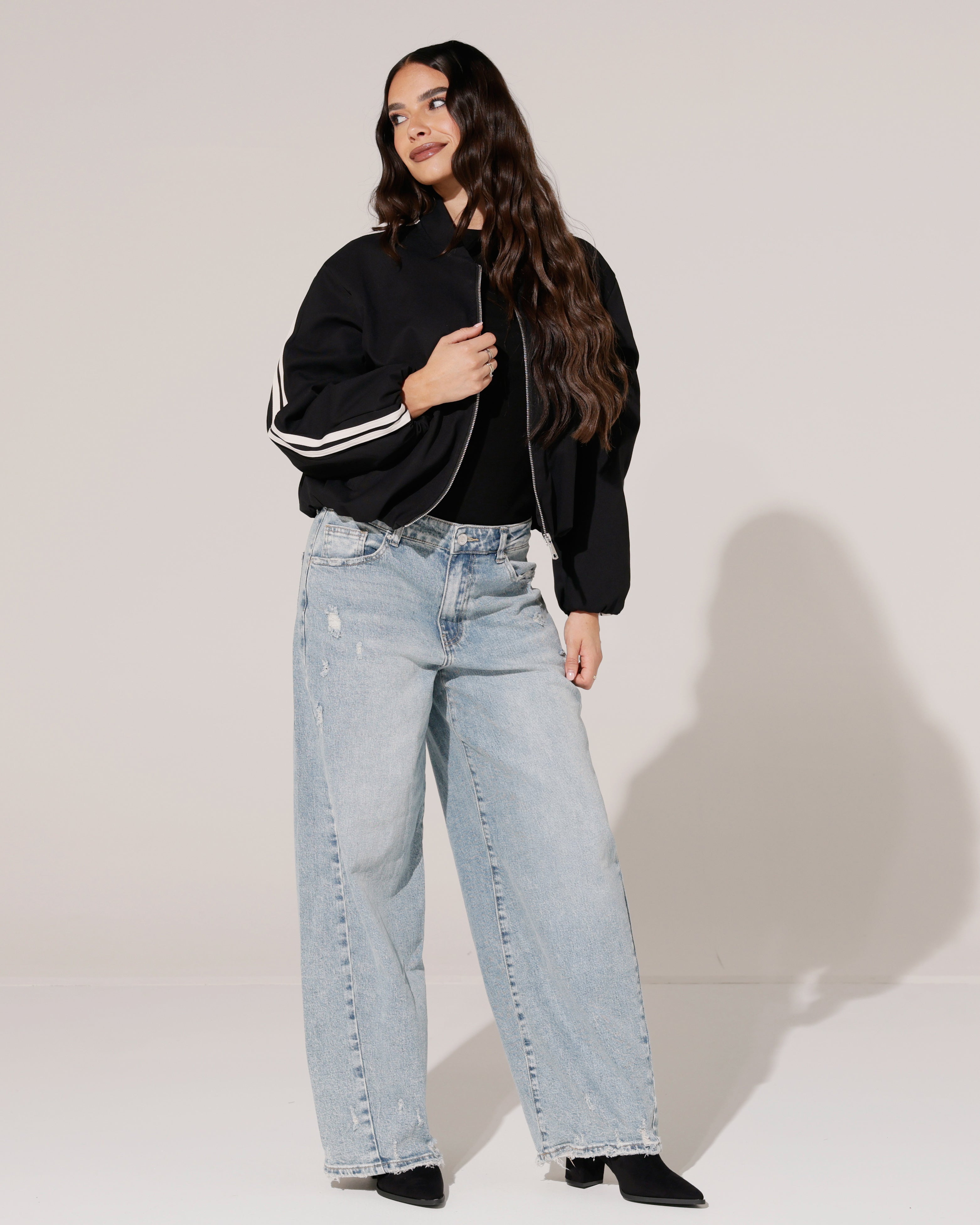 Bomberjacket met strepen Kylie Zwart