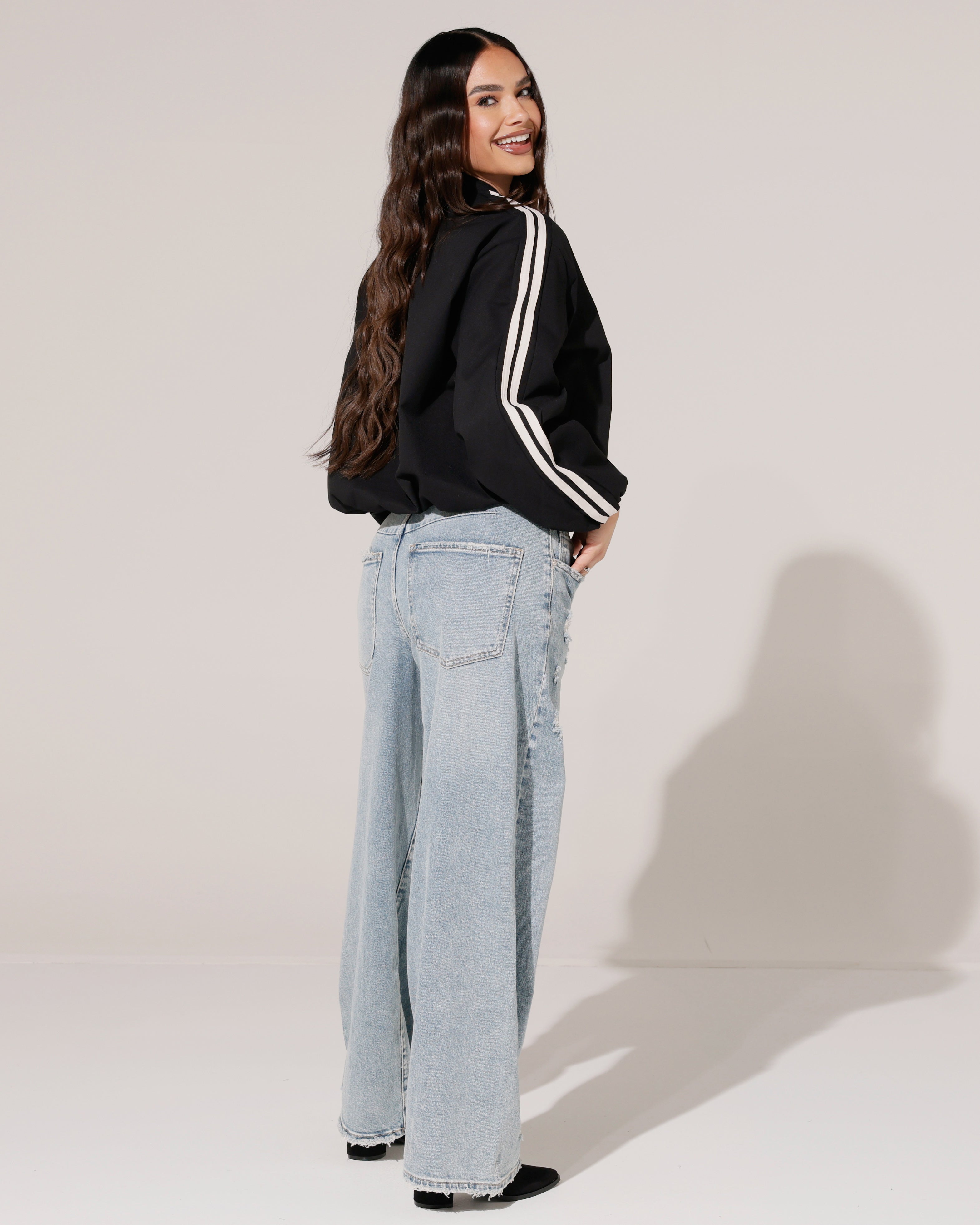 Bomberjacket met strepen Kylie Zwart