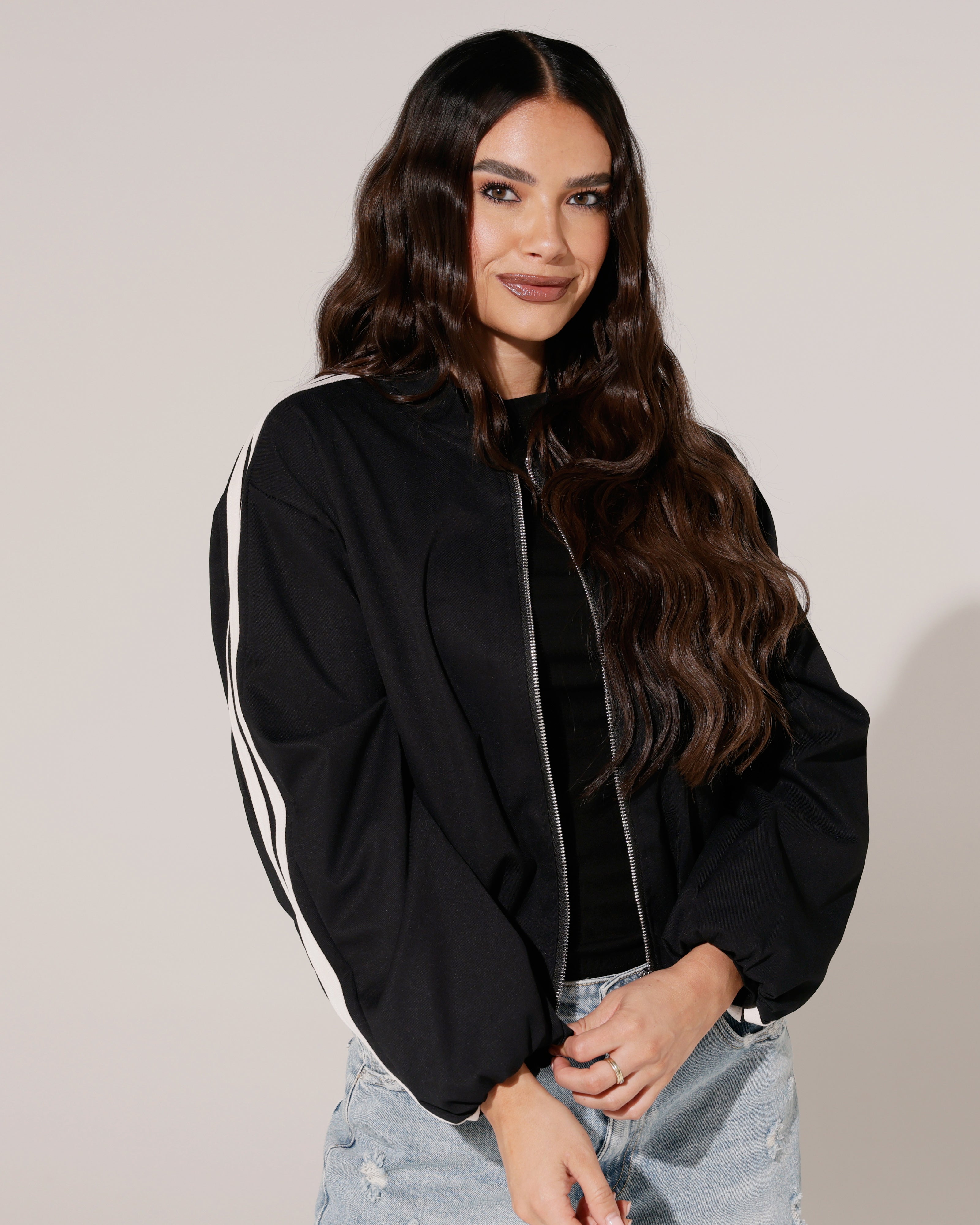 Bomberjacket met strepen Kylie Zwart