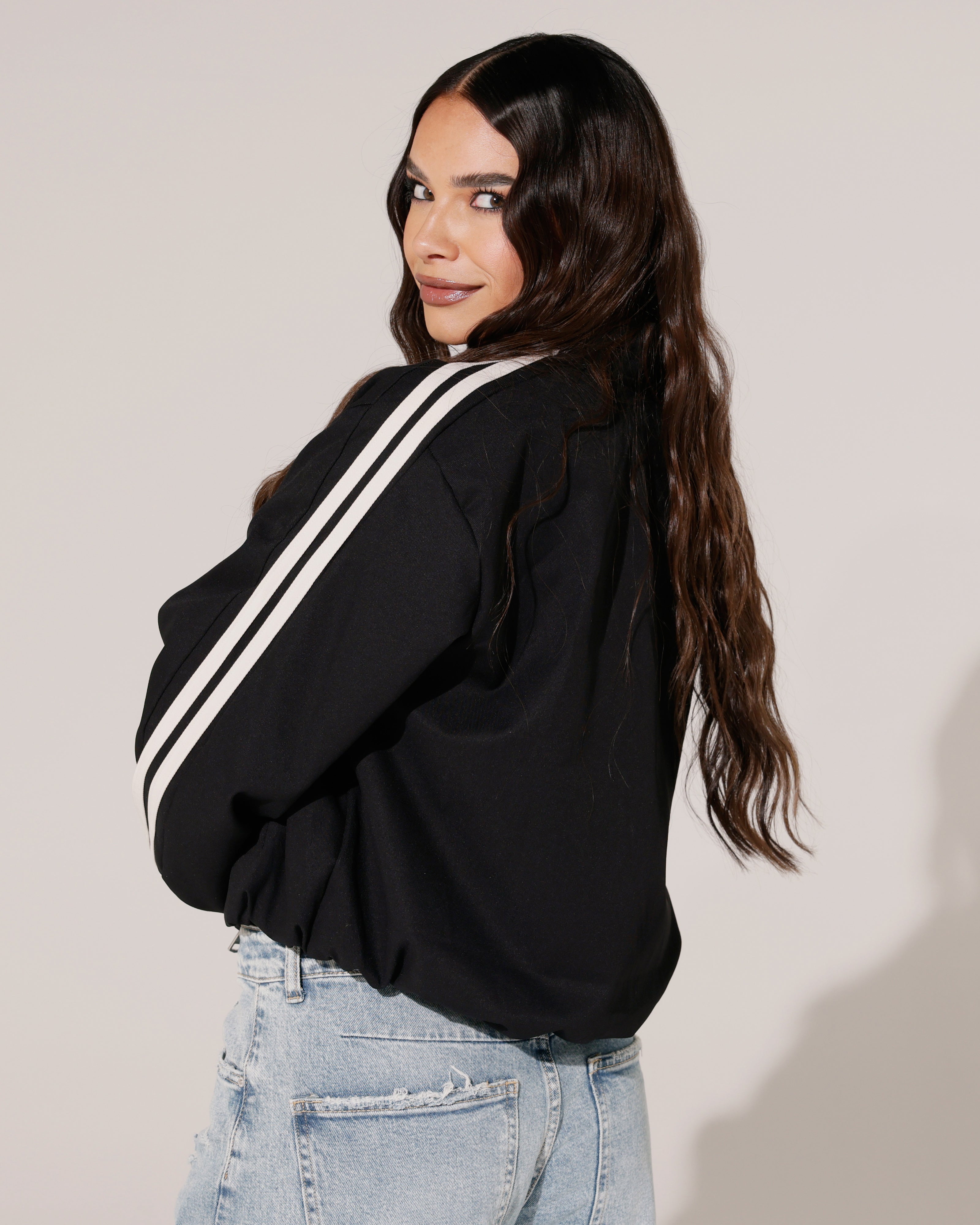 Bomberjacket met strepen Kylie Zwart
