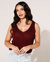 Glitter top met V-hals Zoe Bordeaux