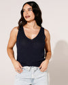 Glitter top met V-hals Zoe Donkerblauw