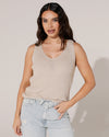 Glitter top met V-hals Zoe Beige