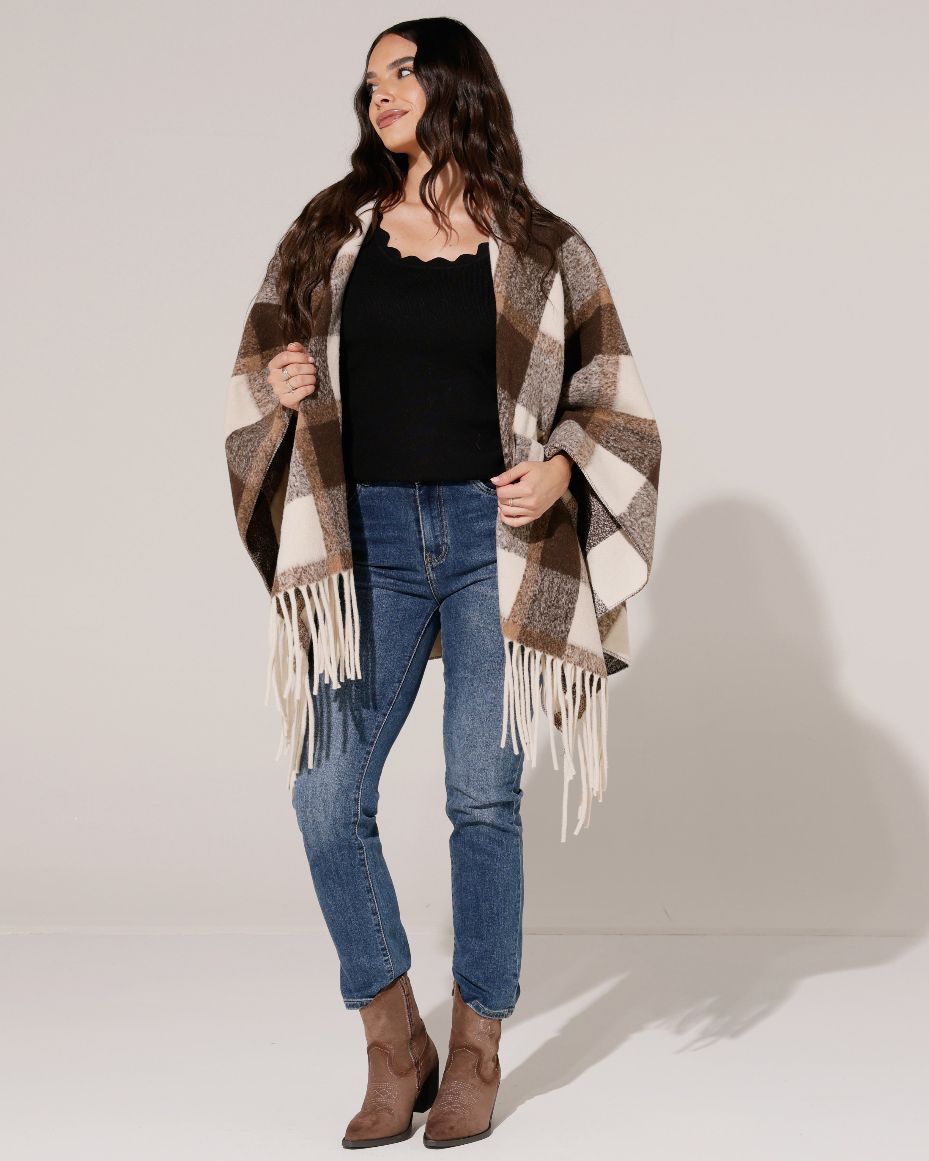 Geruite poncho Lize Bruin